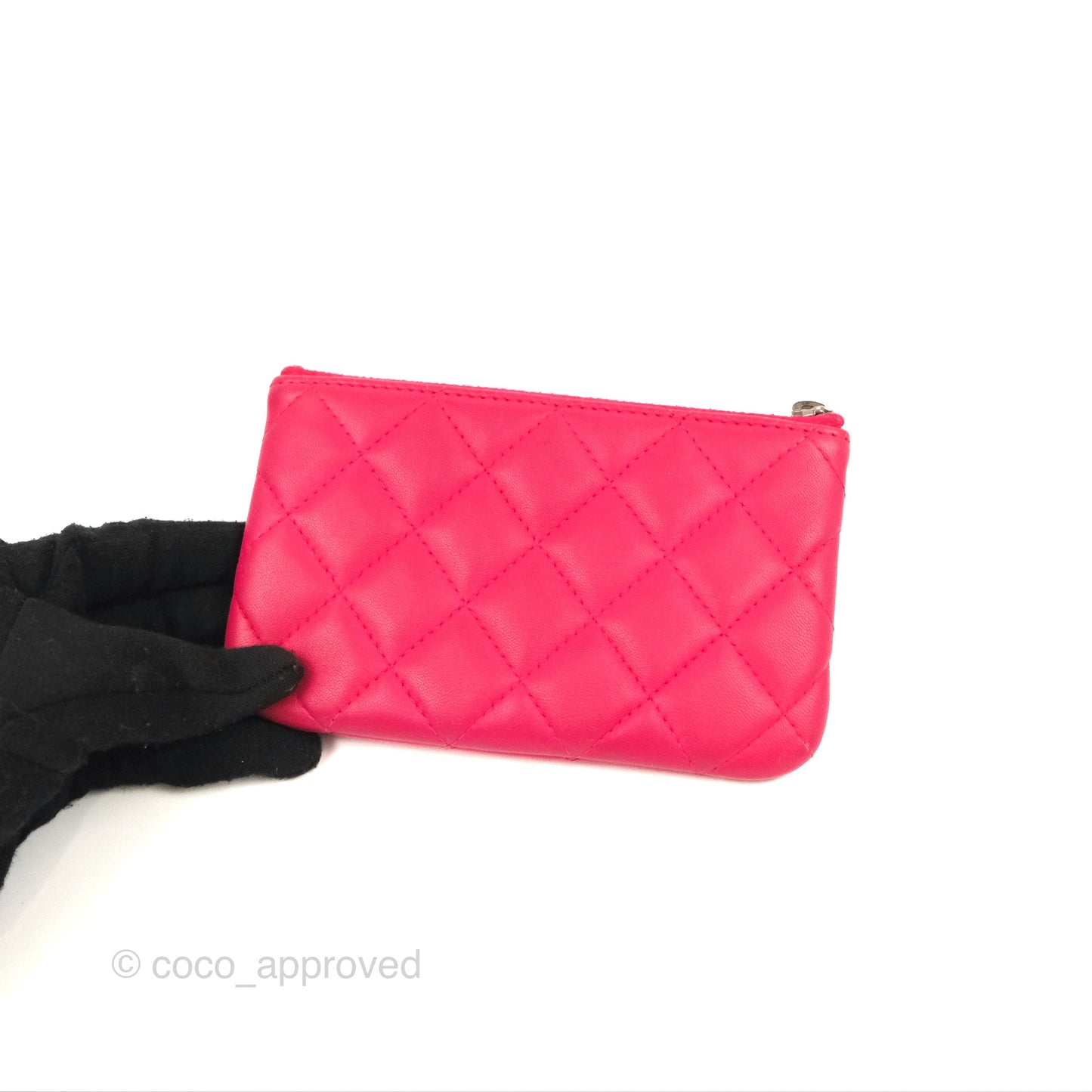 Chanel Quilted Mini O Case Pink Lambskin Silver Hardware
