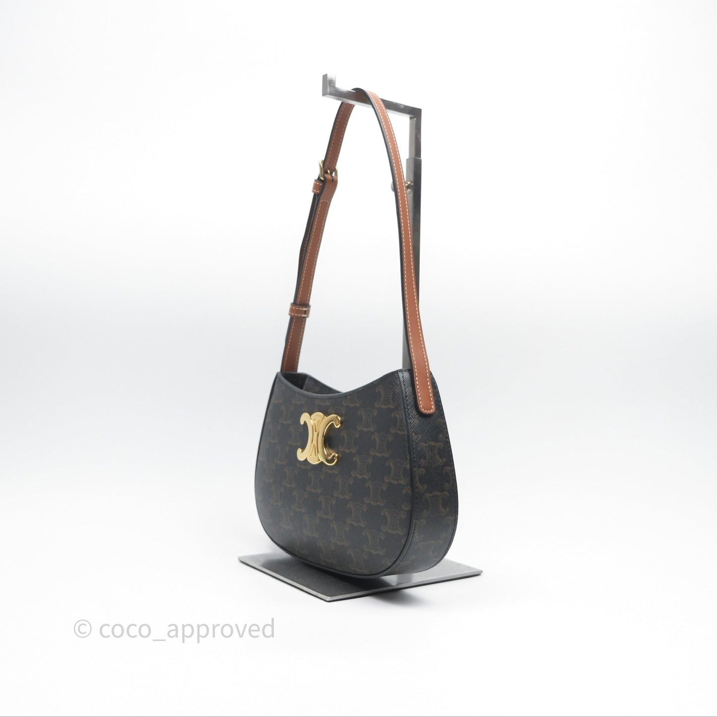 Celine Medium Tilly Bag In Triomphe Canvas and Calfskin Tan