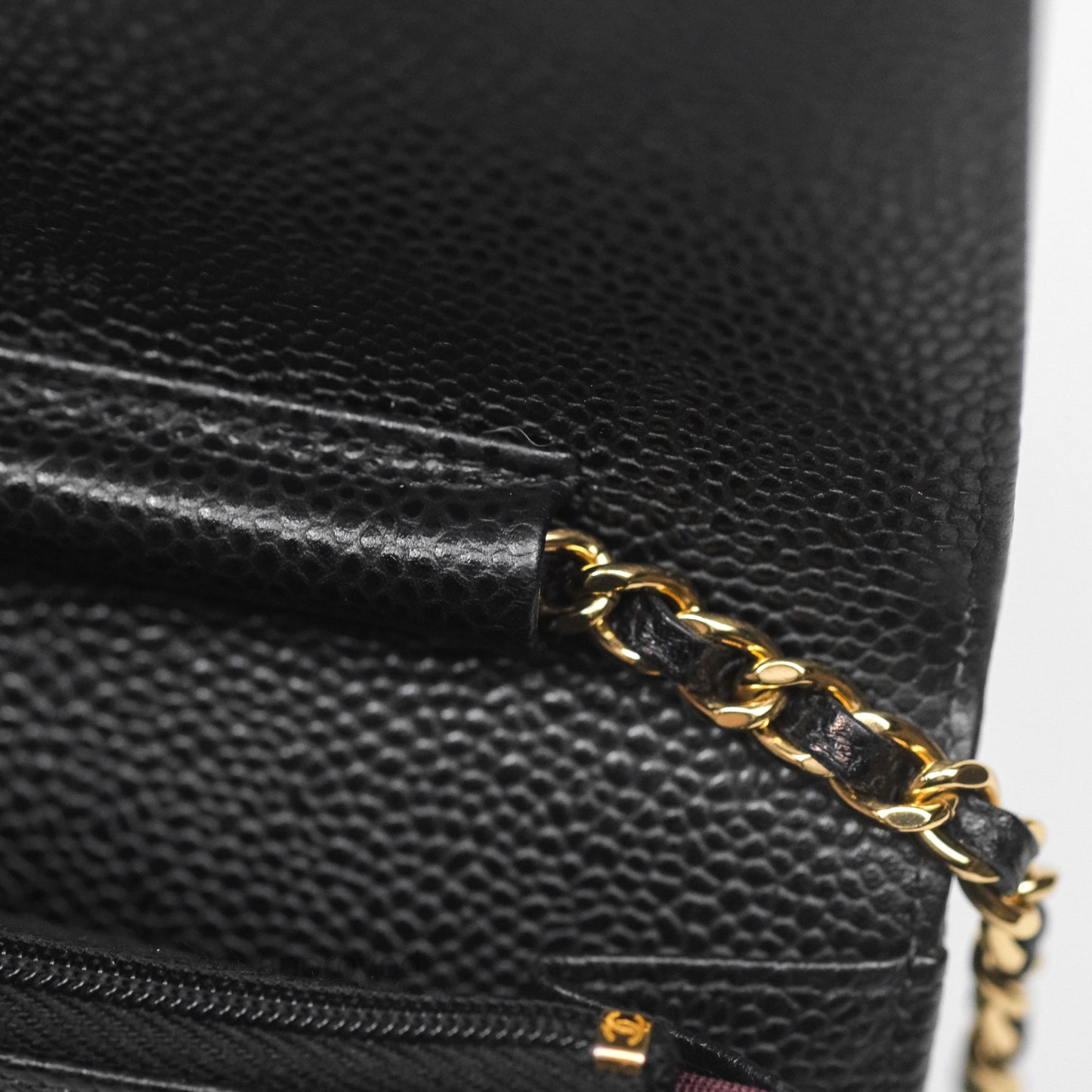 Chanel Classic Wallet On Chain WOC Quilted Black Caviar Gold Hardware