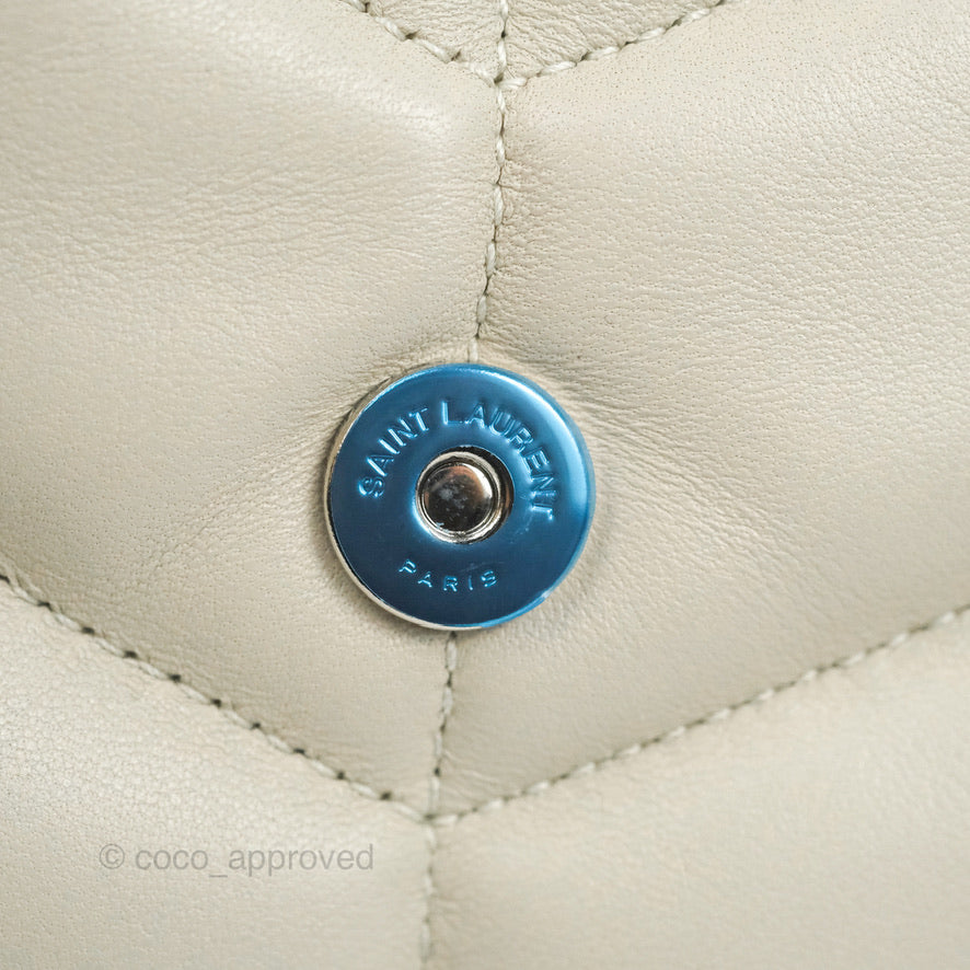 Saint Laurent Puffer Toy Bag Blanc Vintage Lambskin Silver Hardware