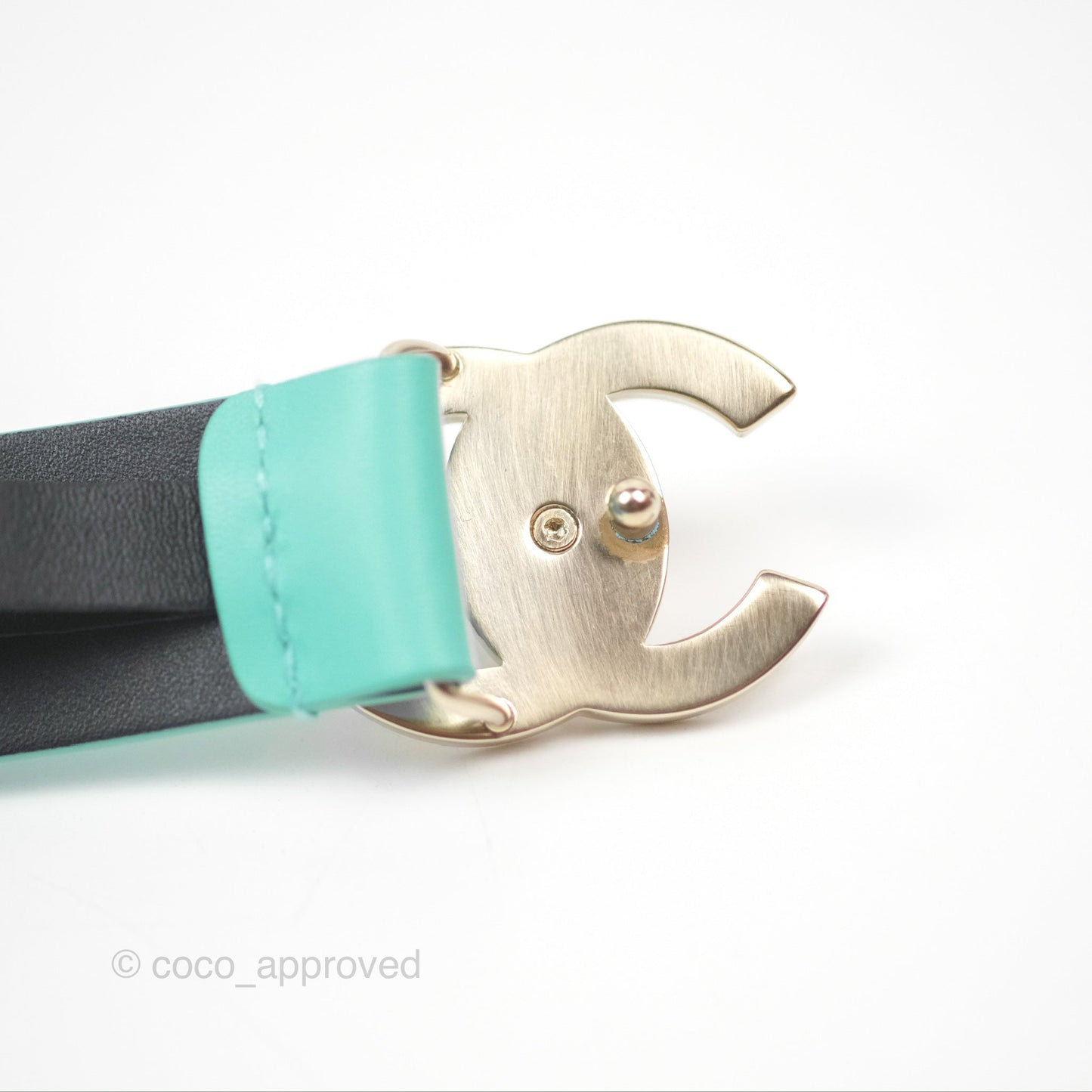 Chanel Calfskin CC Turn Lock Belt Turquoise 18C