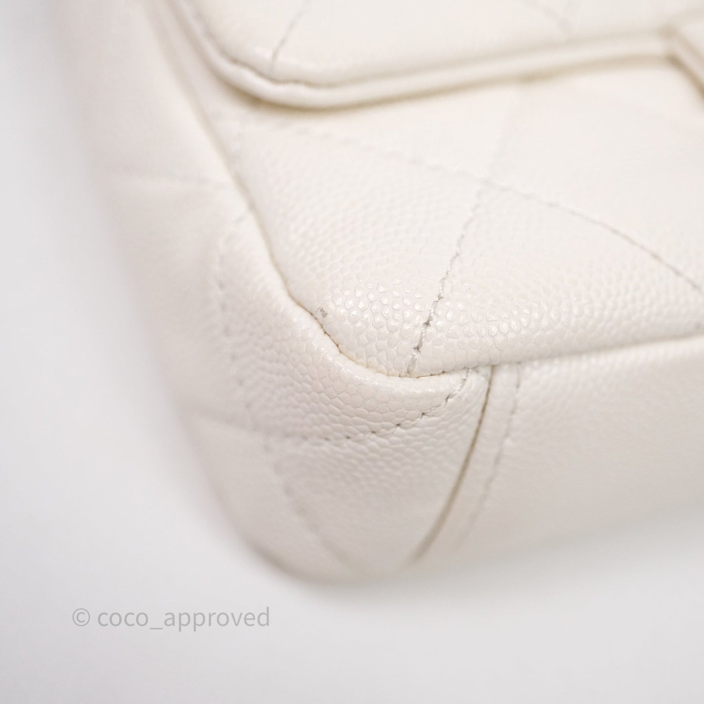 Chanel Mini Flap White Caviar Bag Double Chain Gold Hardware