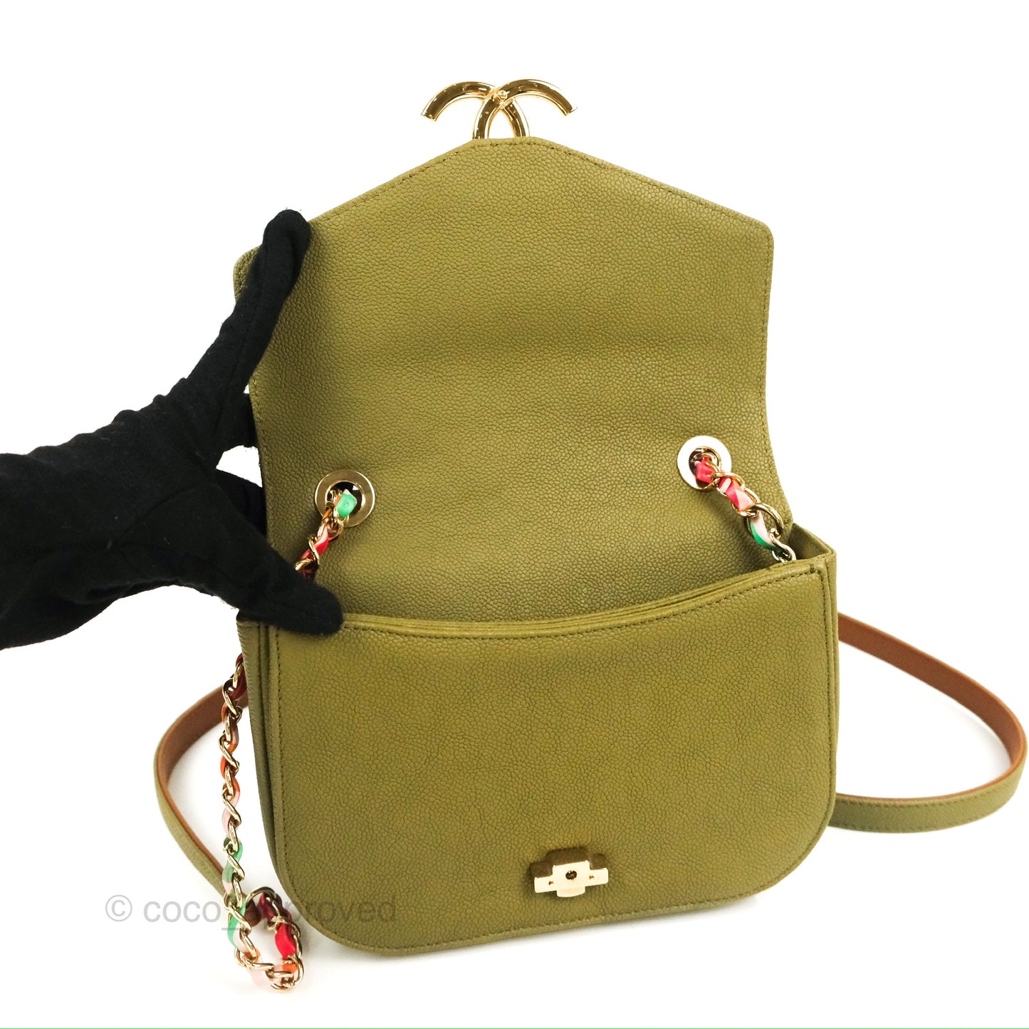 Chanel Small Cuba Top Handle Flap Khaki Caviar