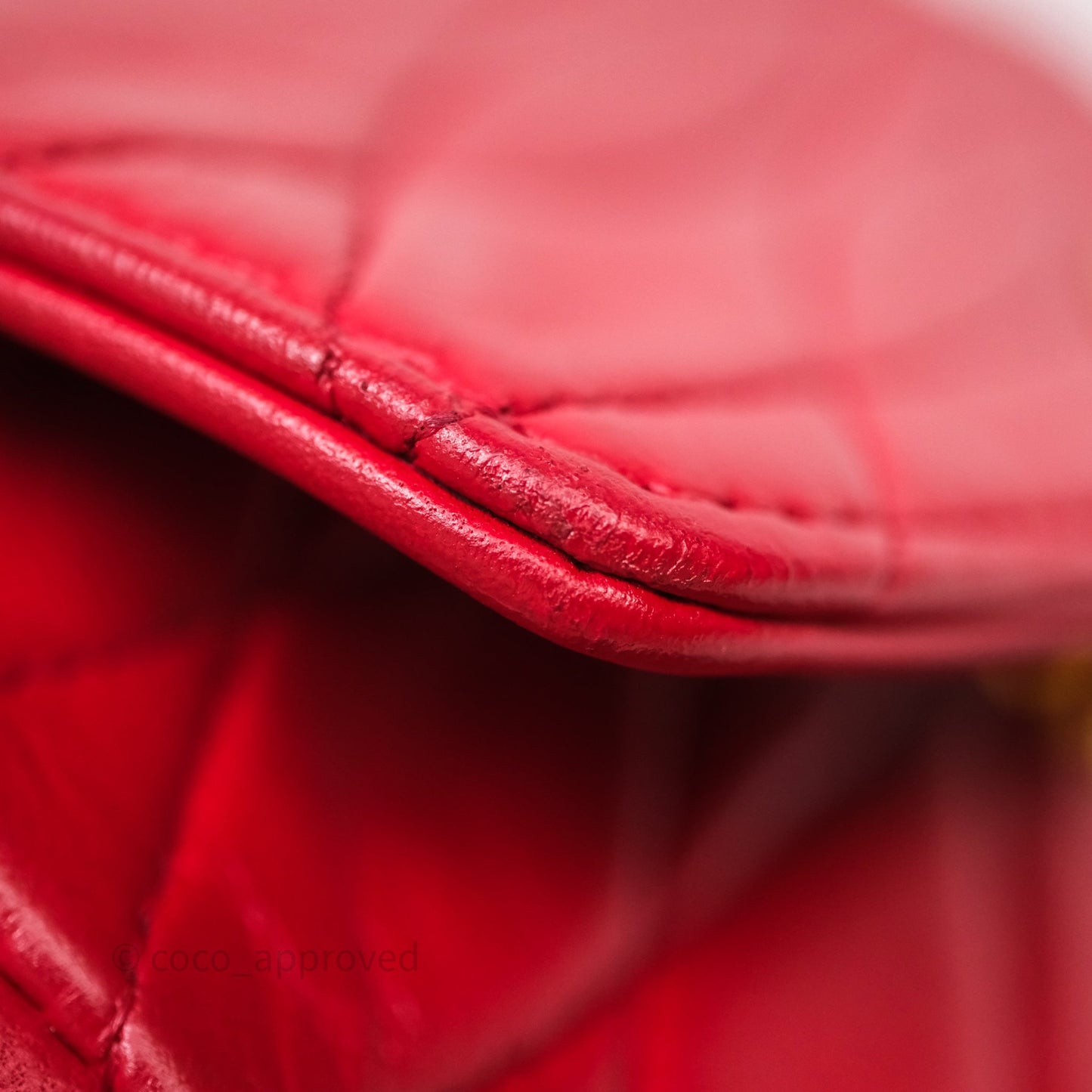 Chanel Vintage Quilted Flap Bag Red Lambskin Gold Hardware