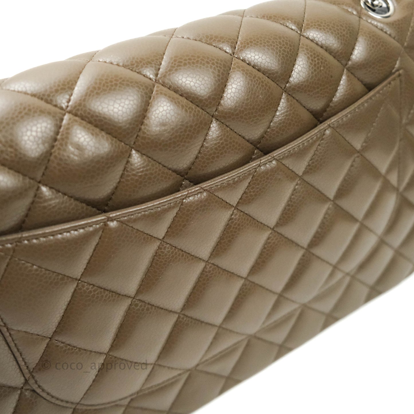 Chanel Jumbo Double Flap Taupe Caviar Silver Hardware⁣⁣
