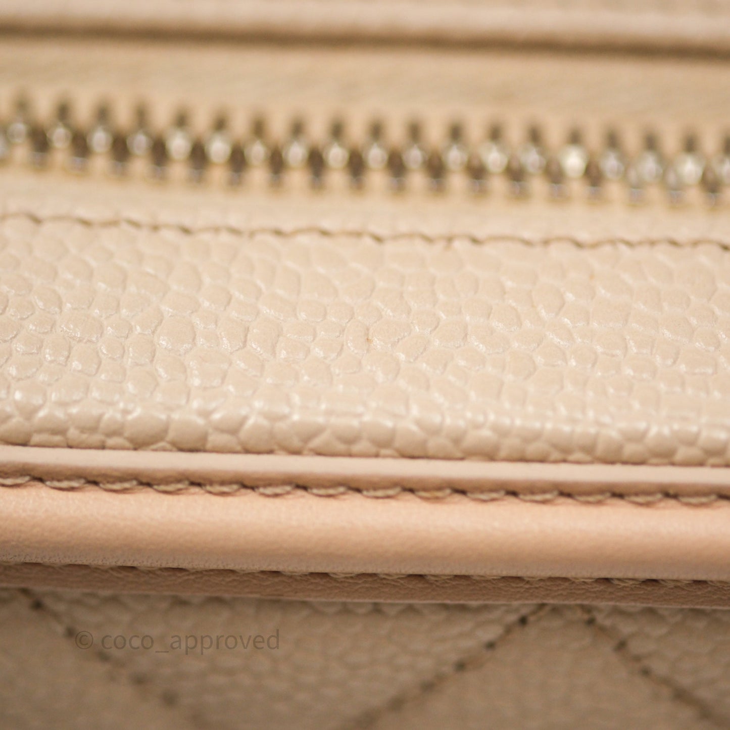 Chanel Quilted Small CC Filigree Vanity Case Beige Caviar Gold Hardware