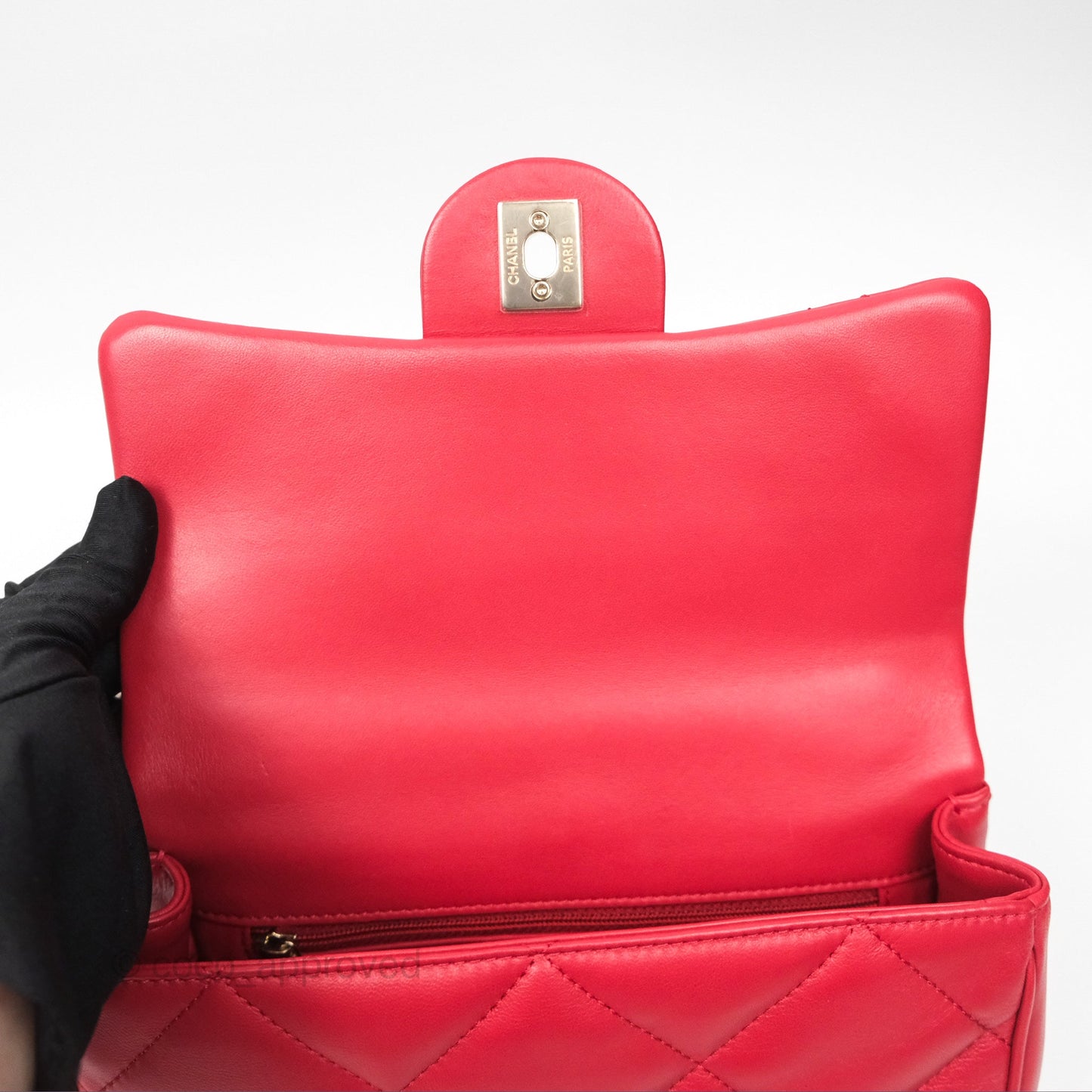 Chanel Easy Carry Flap Bag With Handle Red Lambskin Gold Hardware