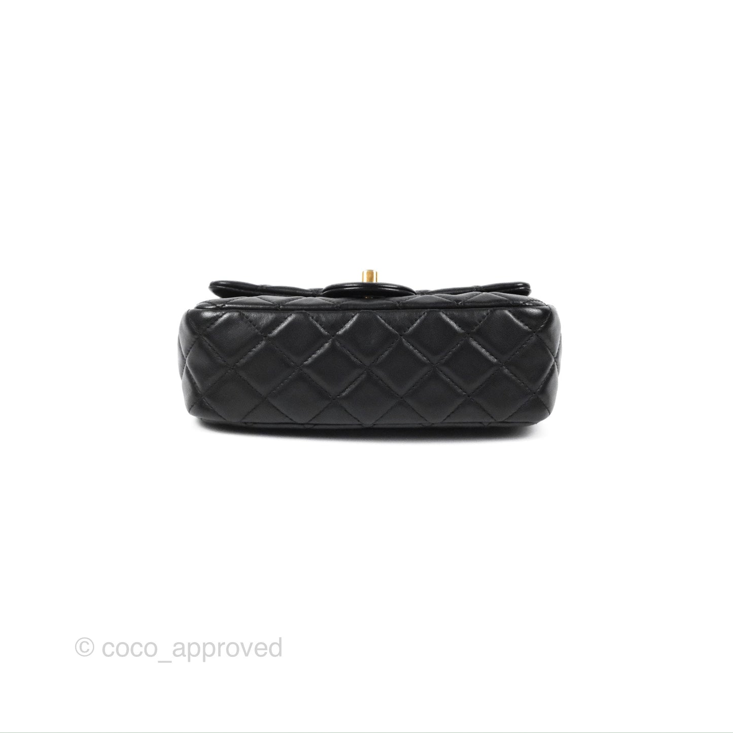 Chanel Mini Rectangular Pearl Crush Black Lambskin Aged Gold Hardware