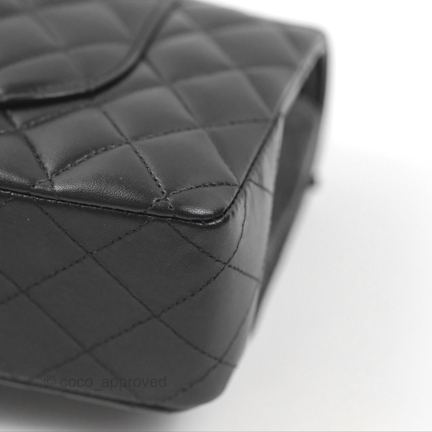 Chanel Classic M/L Medium Flap Quilted Black Lambskin Silver Hardware