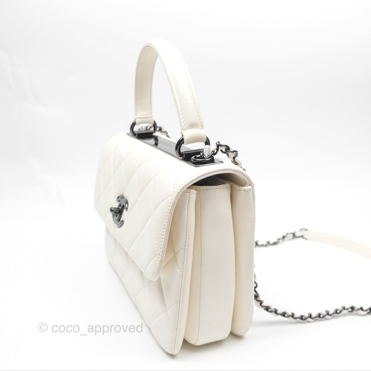 Chanel Trendy CC Small White Lambskin Black Hardware