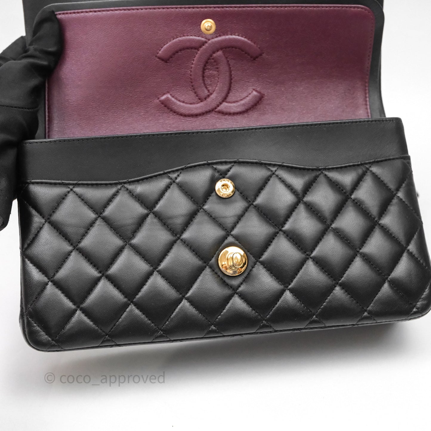 Chanel Classic M/L Medium Flap Quilted Black Lambskin Gold Hardware