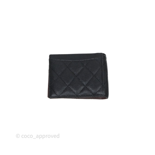 Chanel Quilted Classic Flap Card Holder Black Caviar Gold Hardware 23C