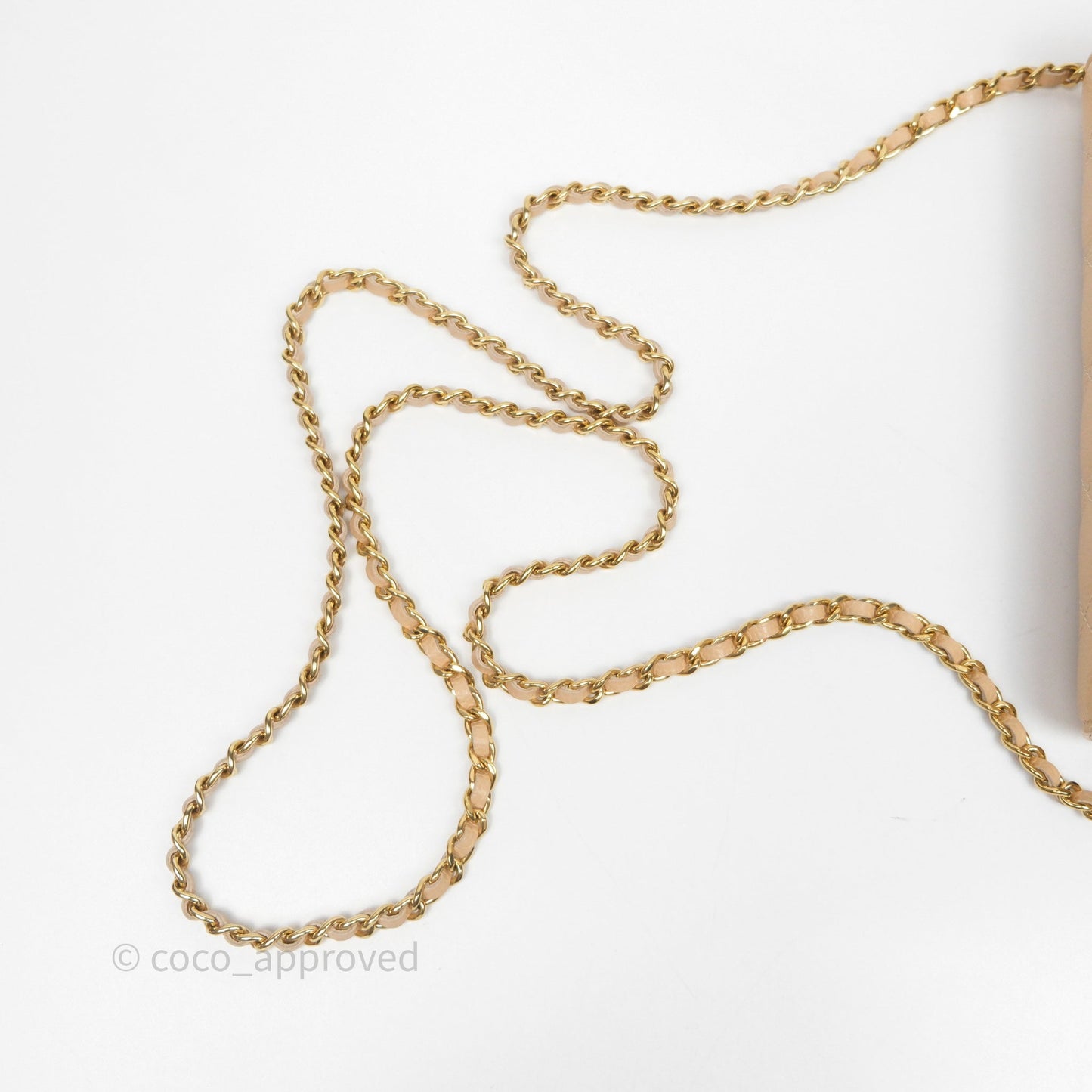 Chanel Quilted Classic Wallet on Chain WOC Beige Caviar Gold Hardware