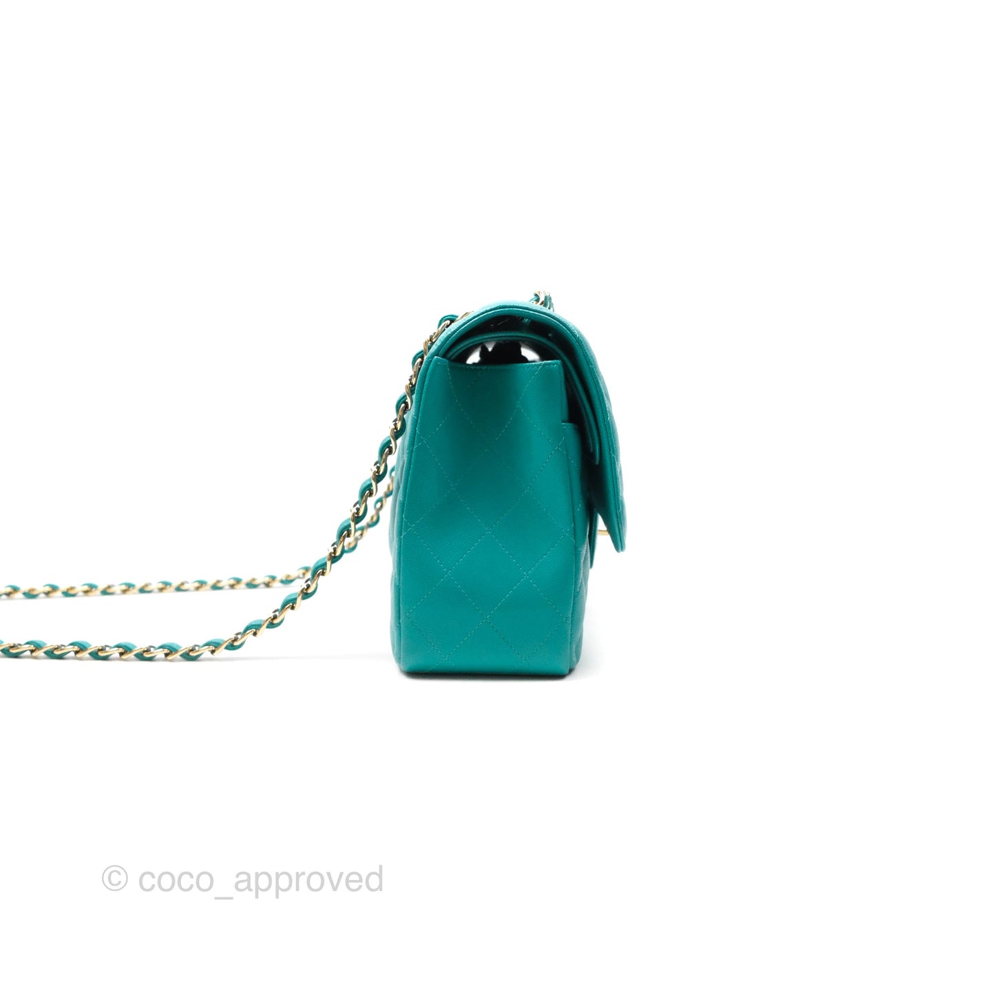 Chanel Jumbo Double Flap Turquoise Caviar Gold Hardware⁣⁣