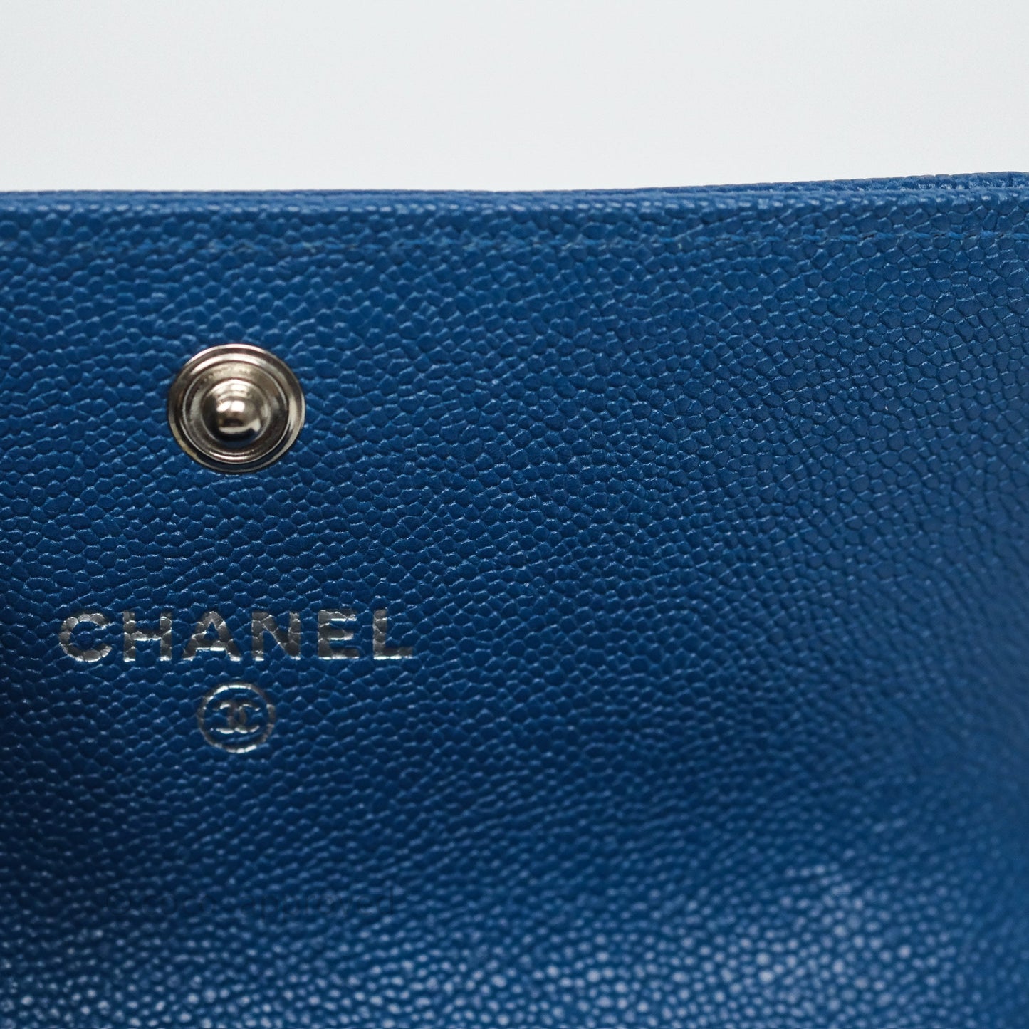 Chanel Quilted Boy Flap Card Holder Blue Caviar Silver Hardware