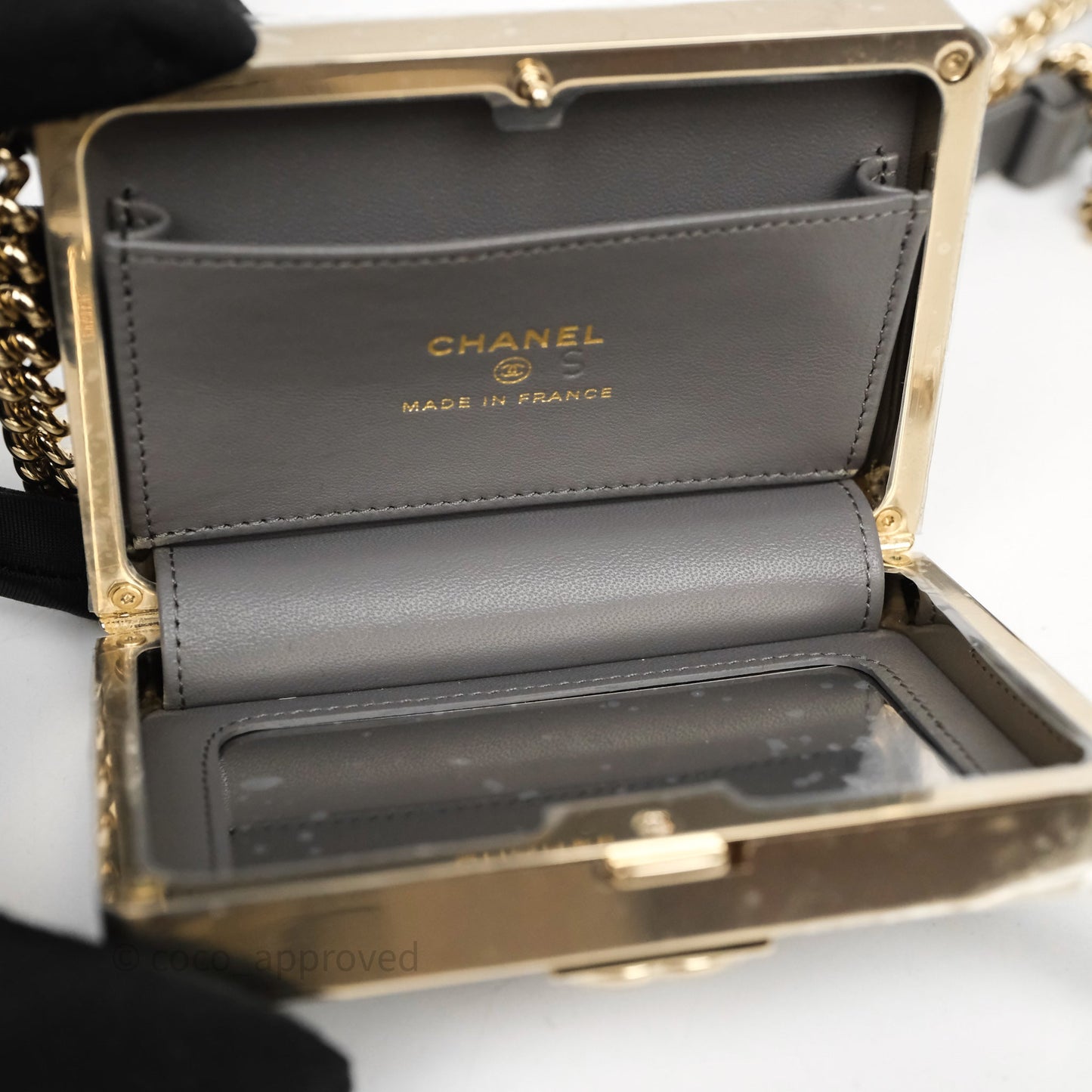 Chanel Grey Boy Mini Clutch Lambskin Gold Hardware