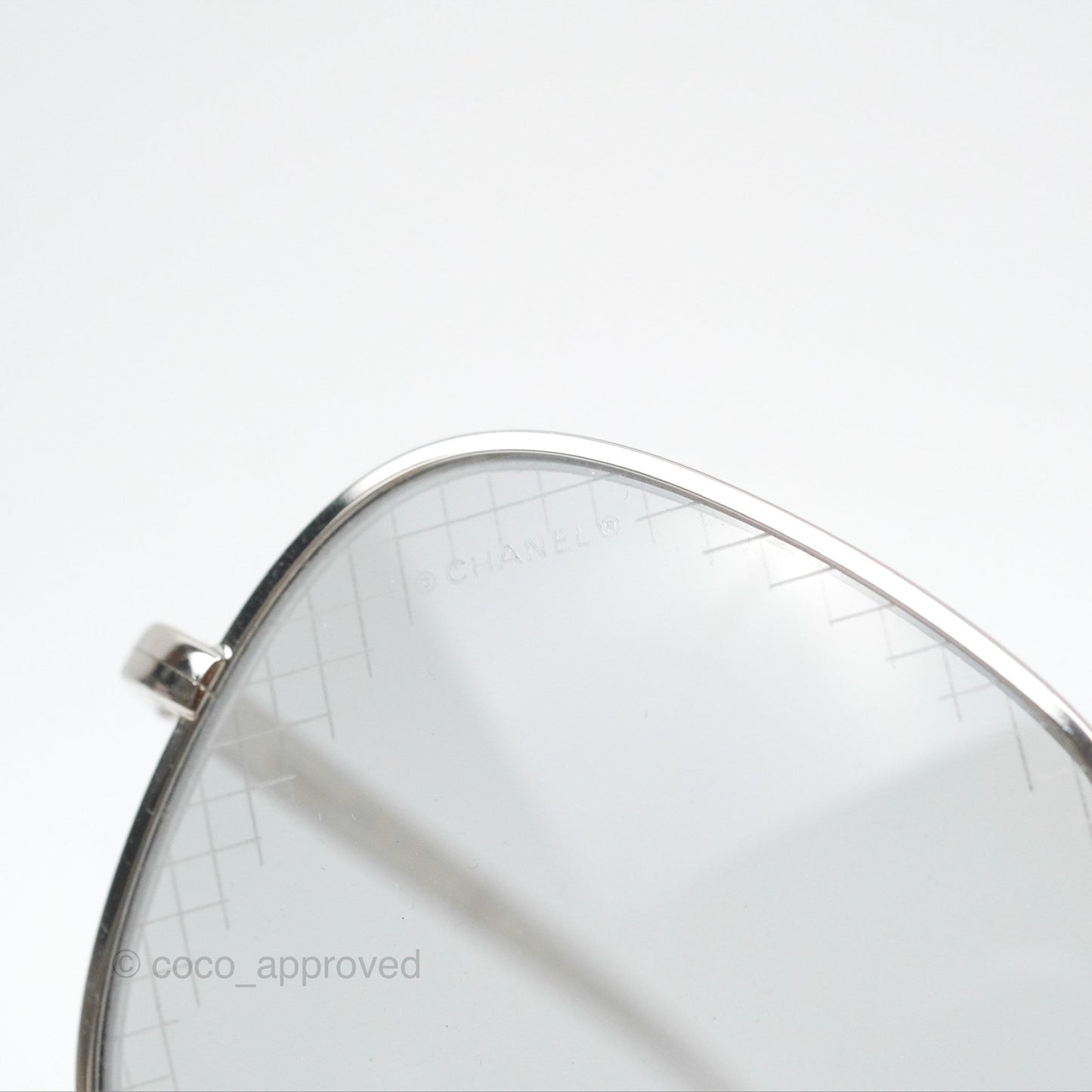 Chanel Gradient Lenses Square Sunglasses Silver Tone