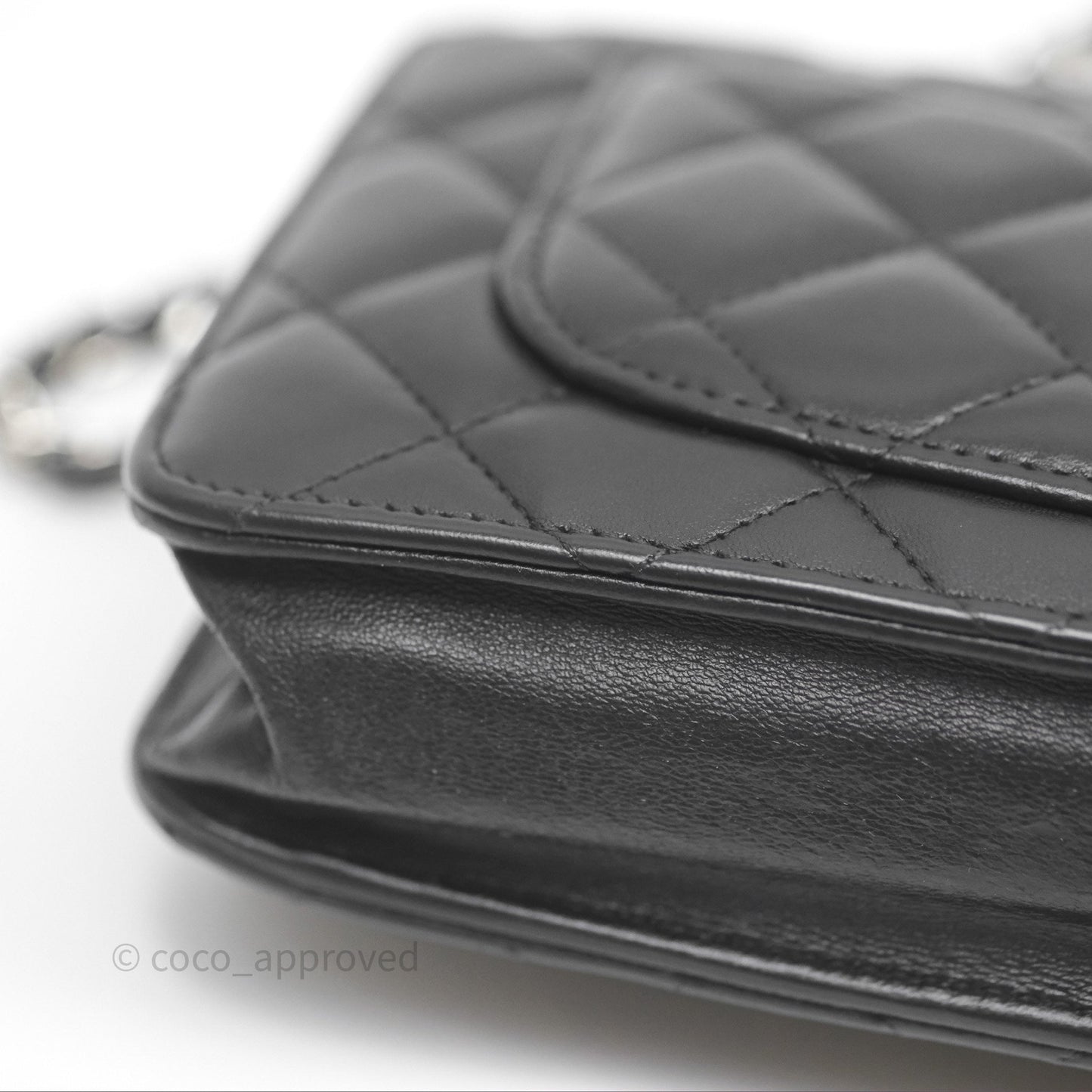 Chanel Quilted WOC Black Lambskin Silver Hardware