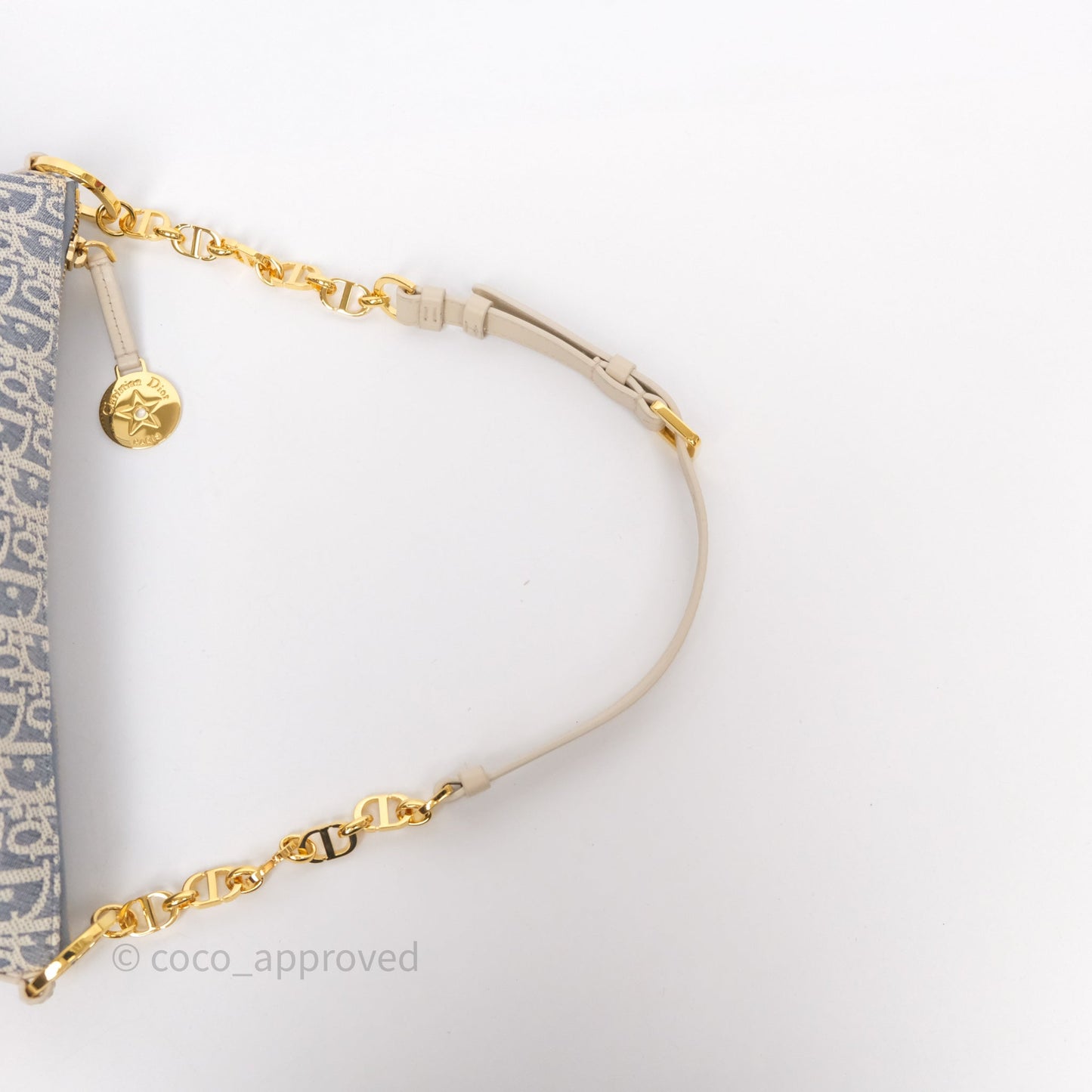 Christian Dior Diorstar Hobo Bag with Chain Blue Dior Oblique Chambray with Raffia Effect