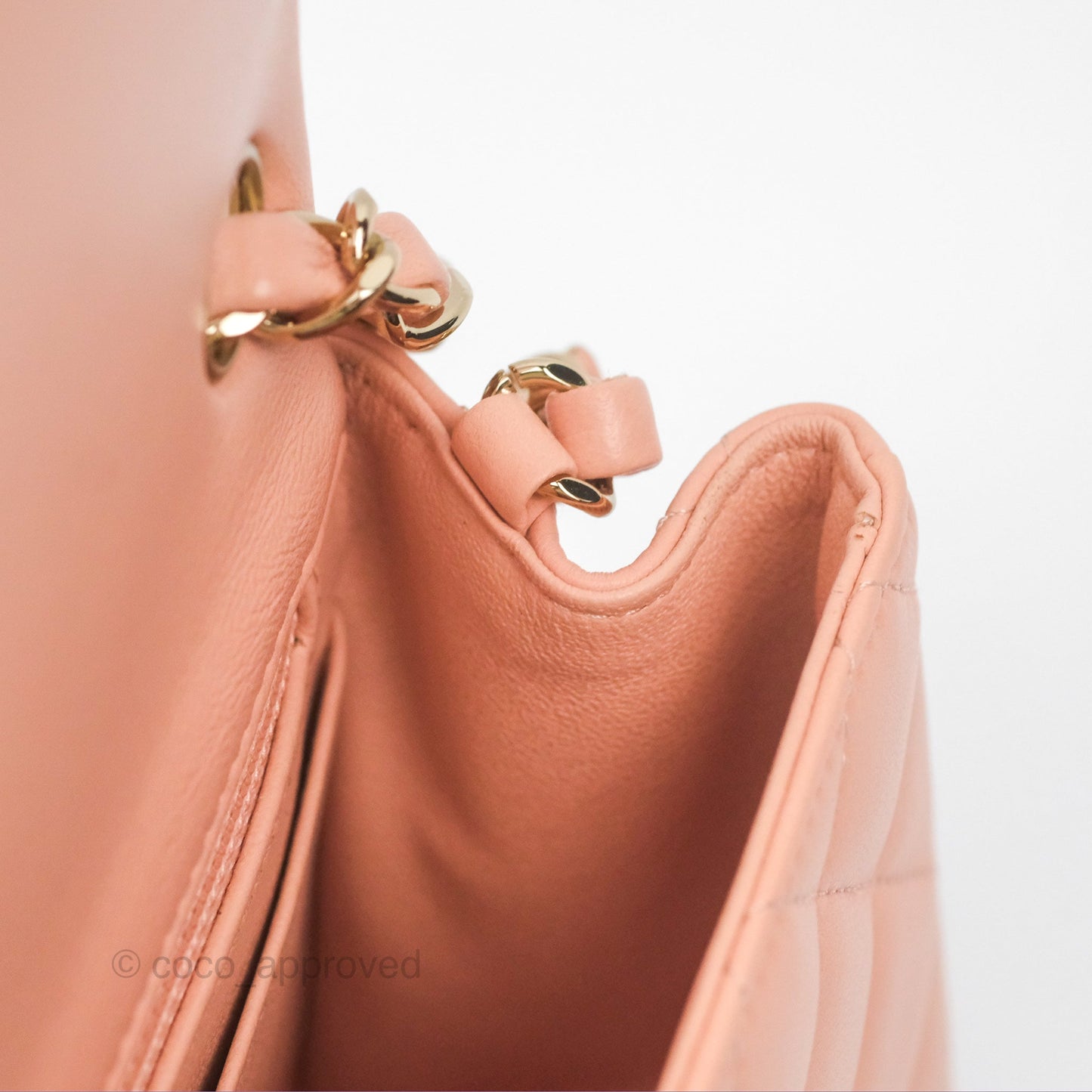Chanel Quilted Mini Square Lambskin Light Beige Pink Gold Hardware