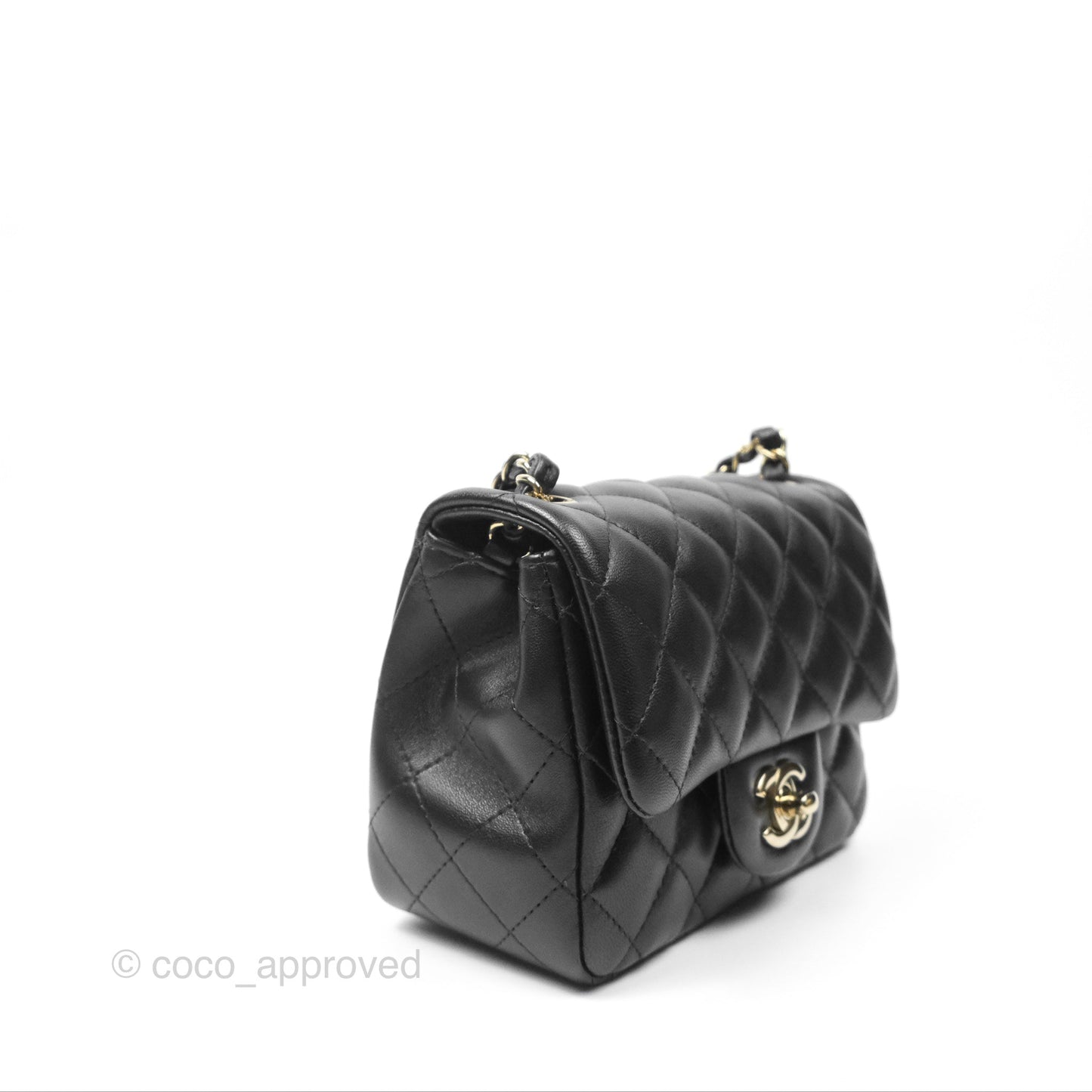 Chanel Mini Square Flap Bag Quilted Black Lambskin Gold Hardware
