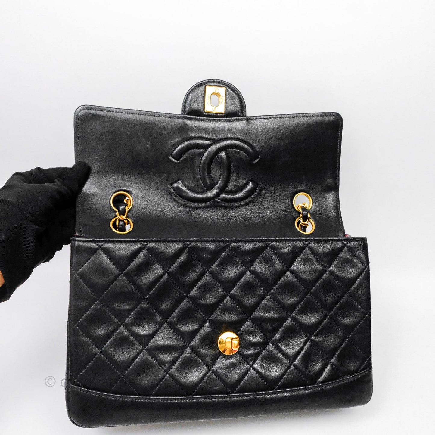 Chanel Matelasse Flap Bag Lambskin Black 24K Gold Hardware