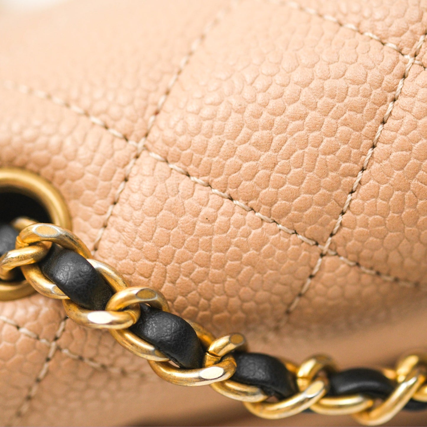 Chanel Quilted Small CC Filigree Flap Beige Black Caviar