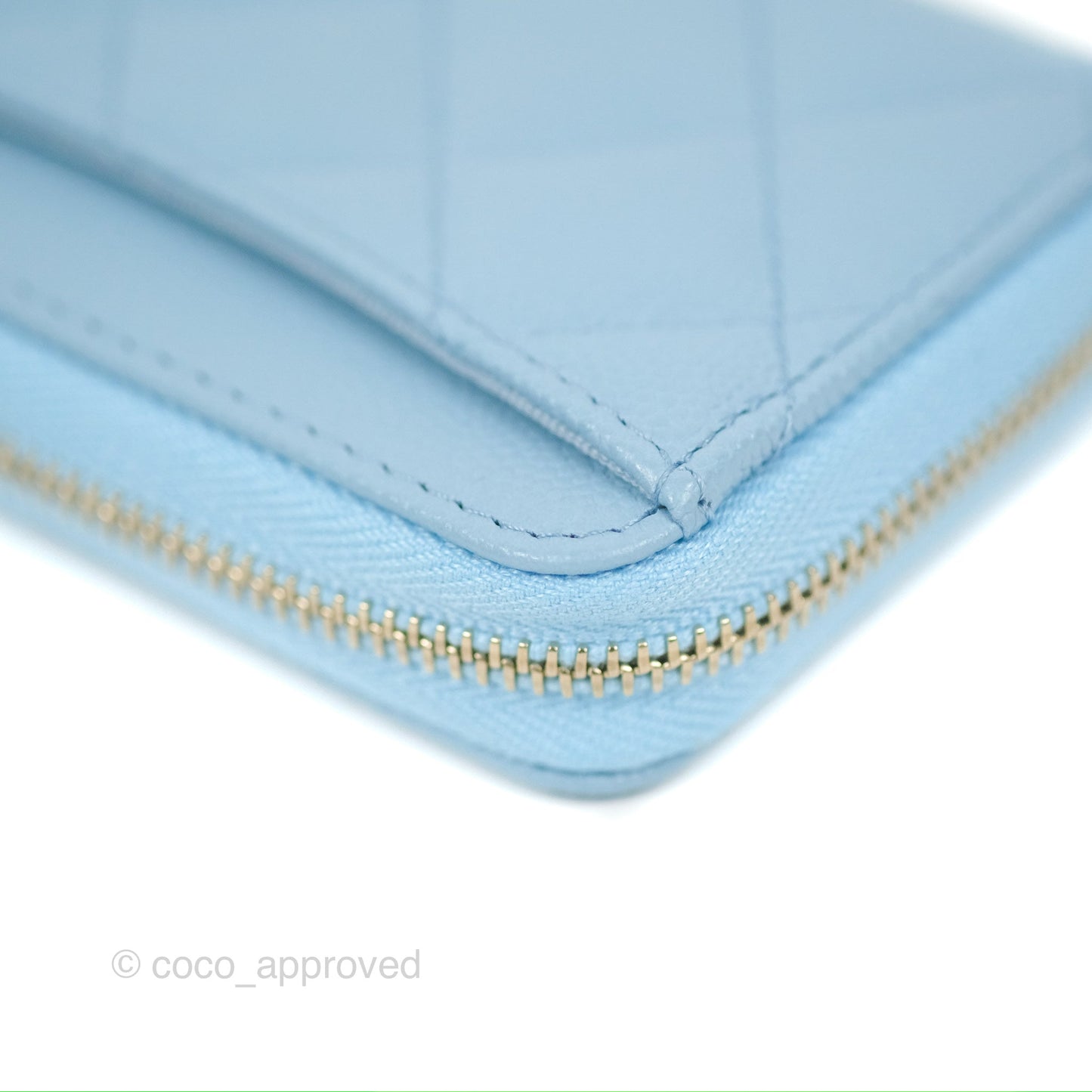 Chanel Classic Zipped Coin Purse Quilted Blue Caviar Gold Hardware