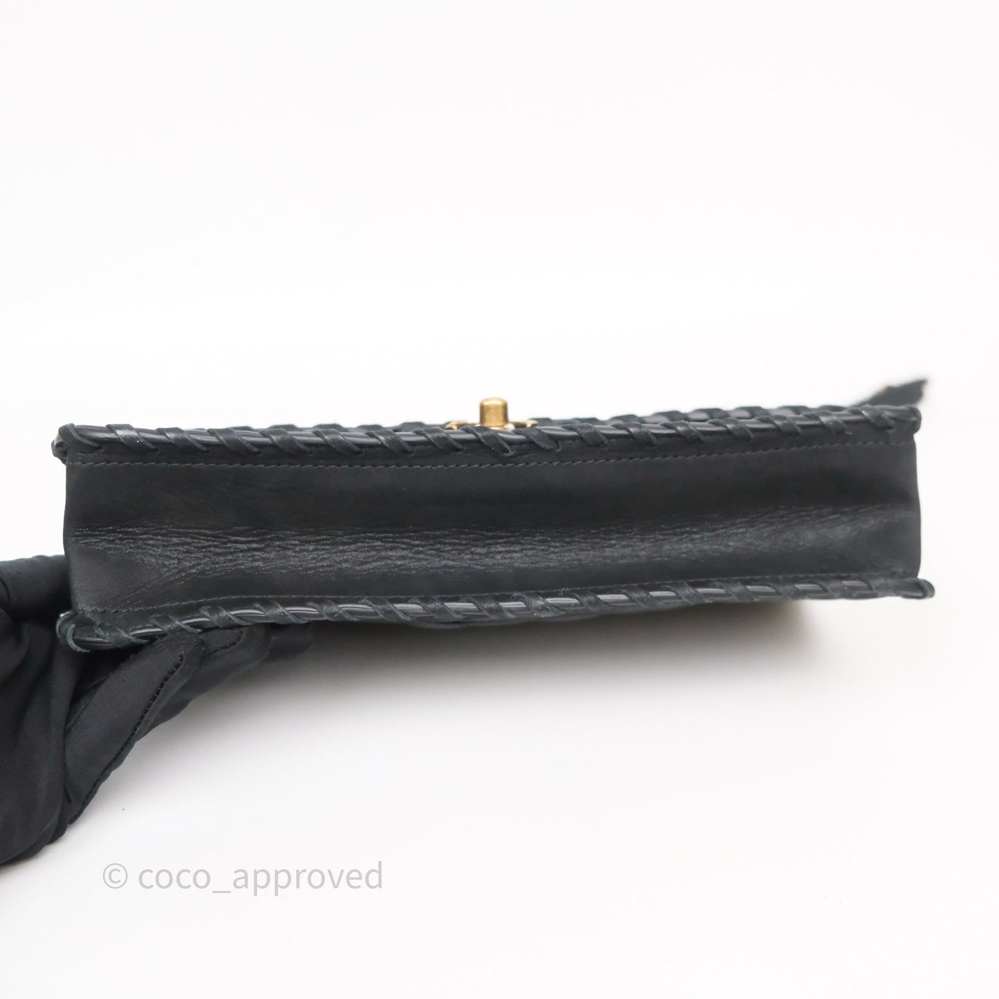 Chanel Braided Flap Bag Black Nubuck Aged Gold Hardware