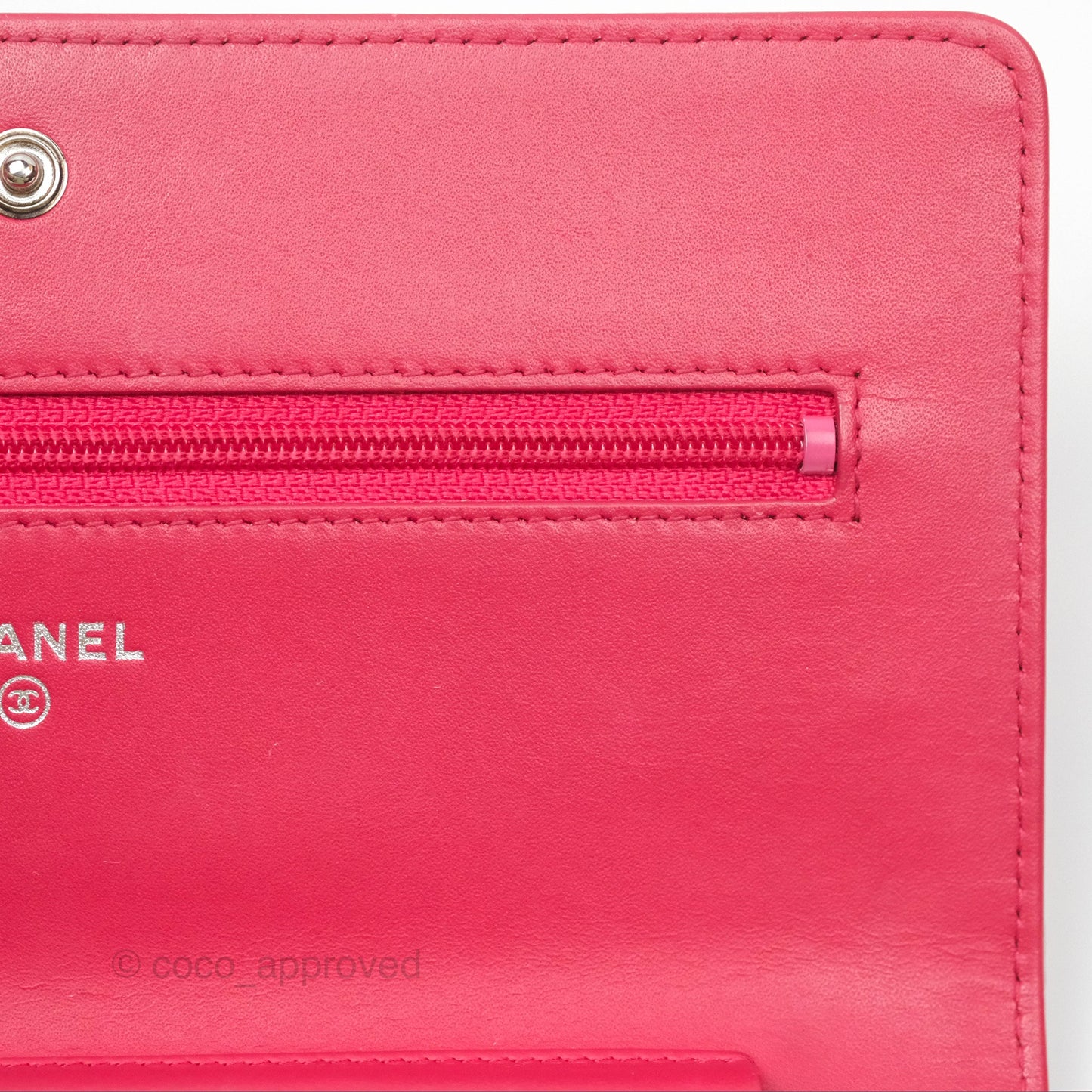 Chanel CC Wallet On Chain WOC Dark Pink Caviar Silver Hardware