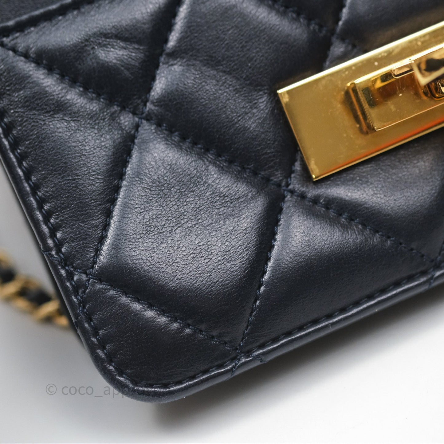 Chanel Golden Class Wallet on Chain WOC Navy Lambskin Gold Hardware