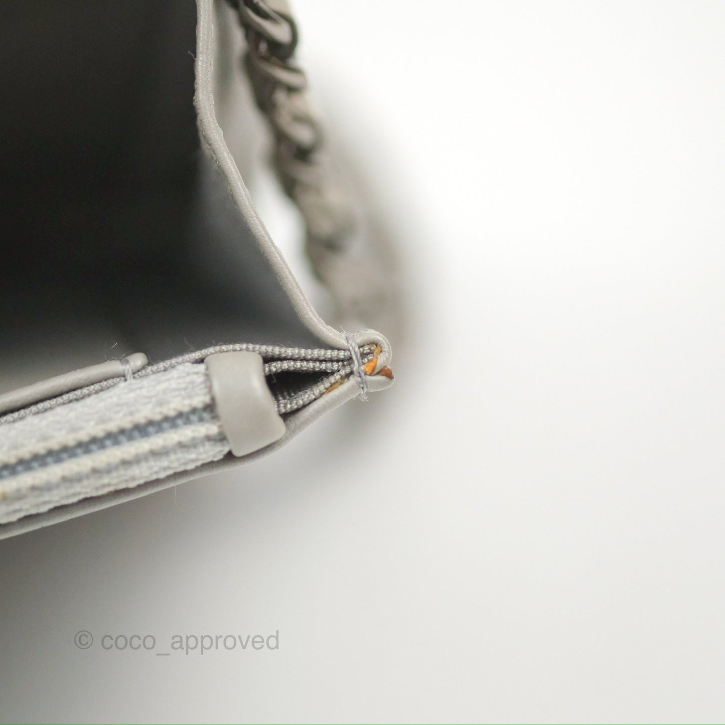 Chanel Chevron Boy Wallet on Chain WOC Grey Lambskin Gun Metal