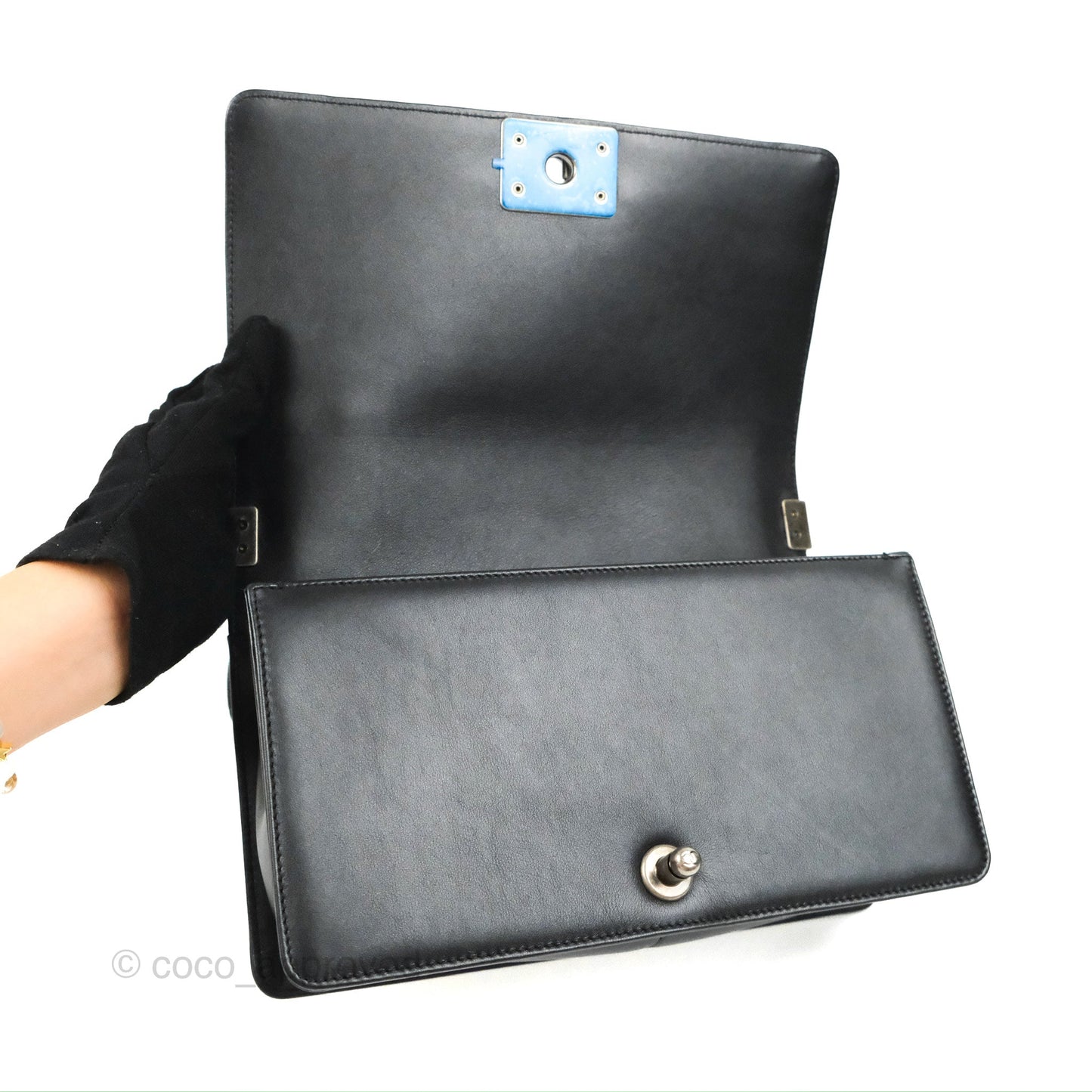 Chanel Quilted Medium Boy Black Calfskin Ruthenium Hardware