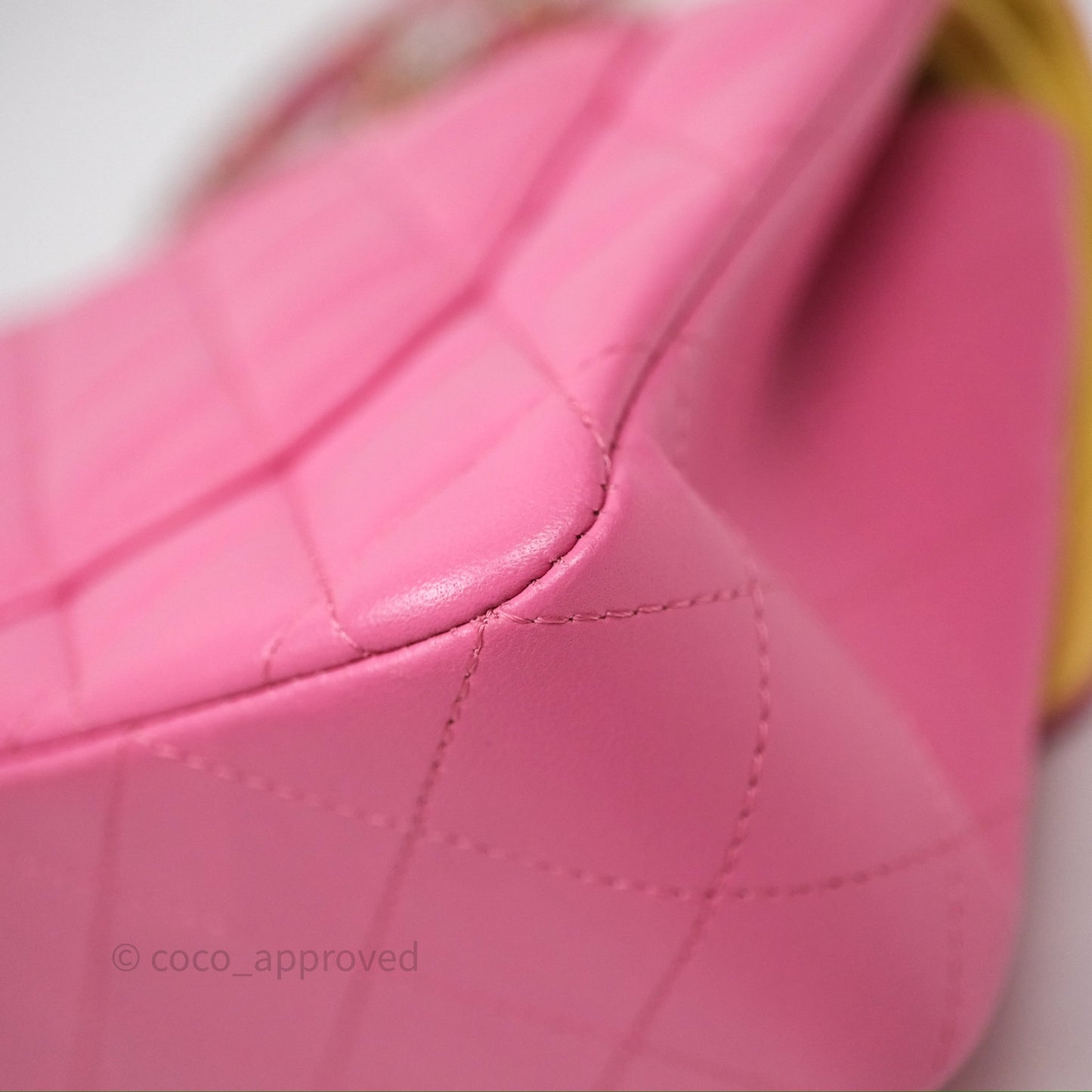 Chanel Small Classic Flap Quilted Pink Lambskin Rainbow Hardware