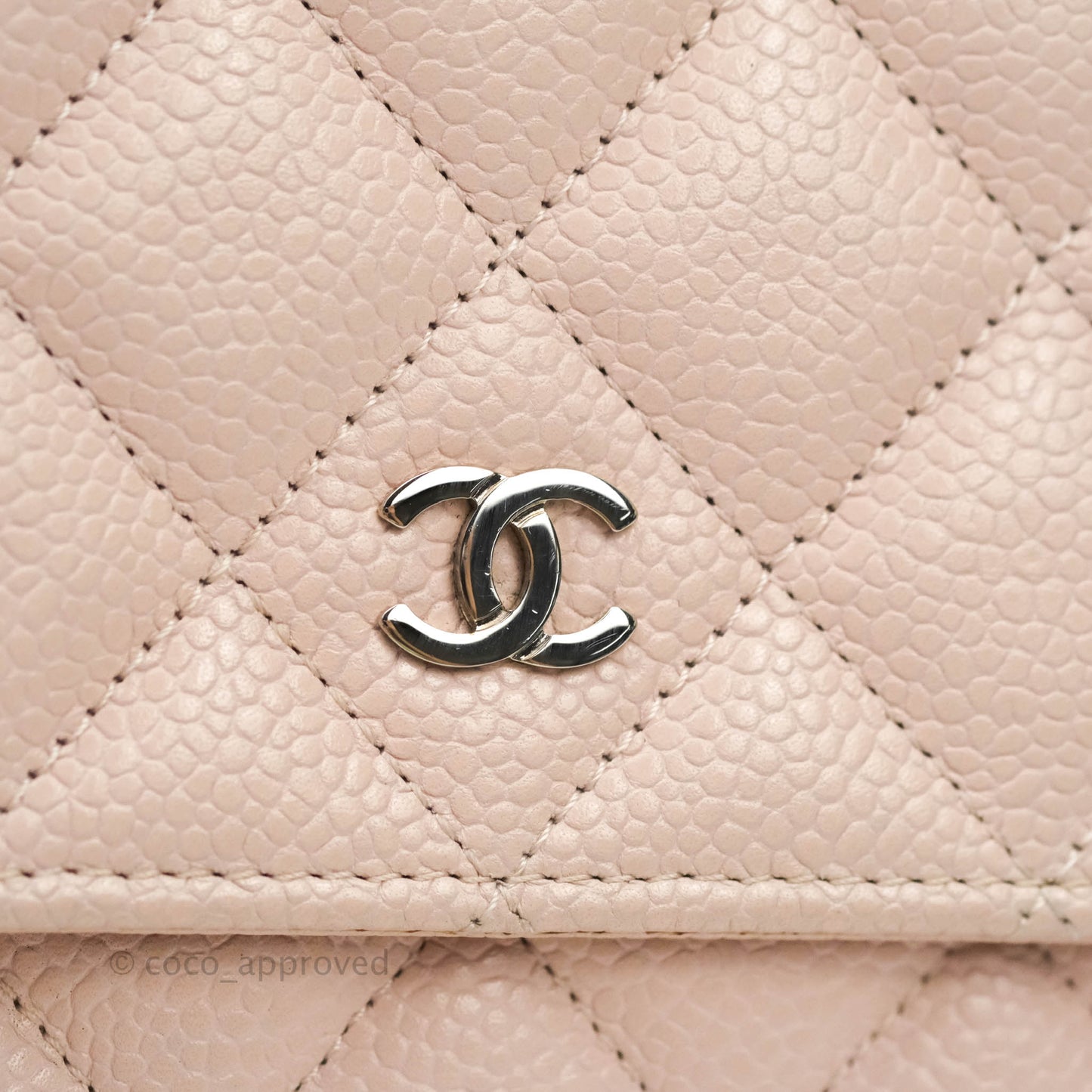Chanel Quilted Wallet on Chain WOC Sakura Pink Caviar Silver Hardware