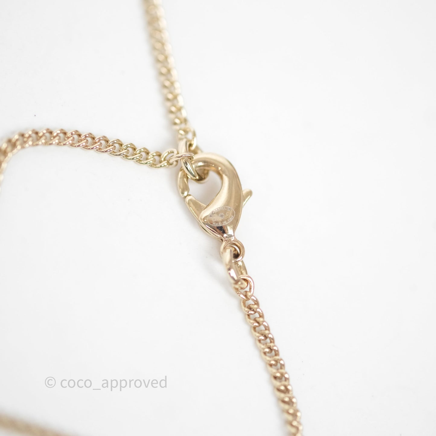 Chanel Crystal CC Pearl Deer Necklace Gold Tone 26C