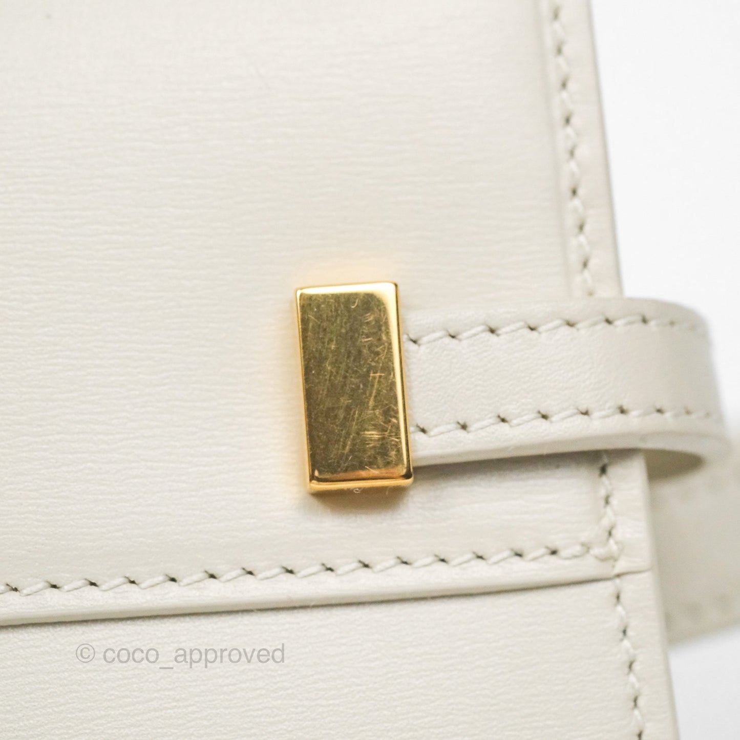 Saint Laurent Mini Manhattan Box Calfskin Blanc Vintage Gold Hardware
