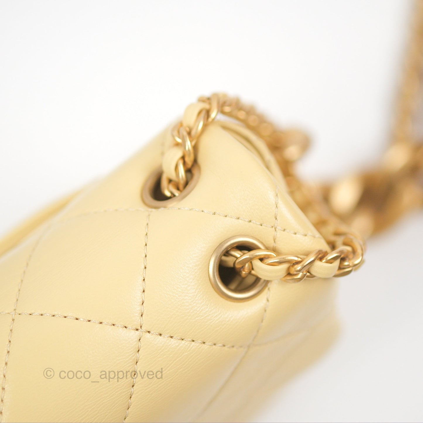 Chanel Small Flap Bag with Chain Strap Yellow Lambskin Aged Gold Hardware