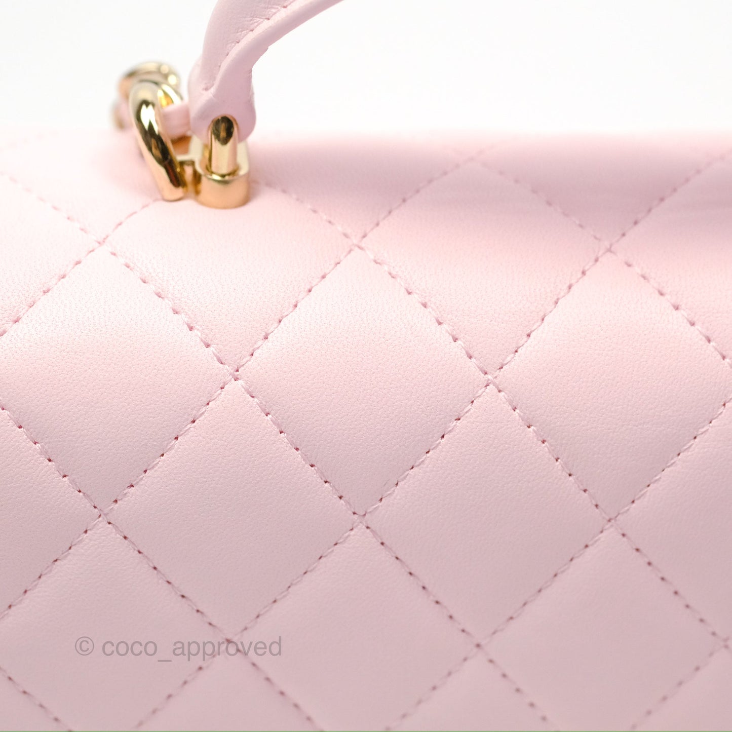 Chanel Top Handle Mini Rectangular Flap Bag Light Pink Lambskin Gold Hardware