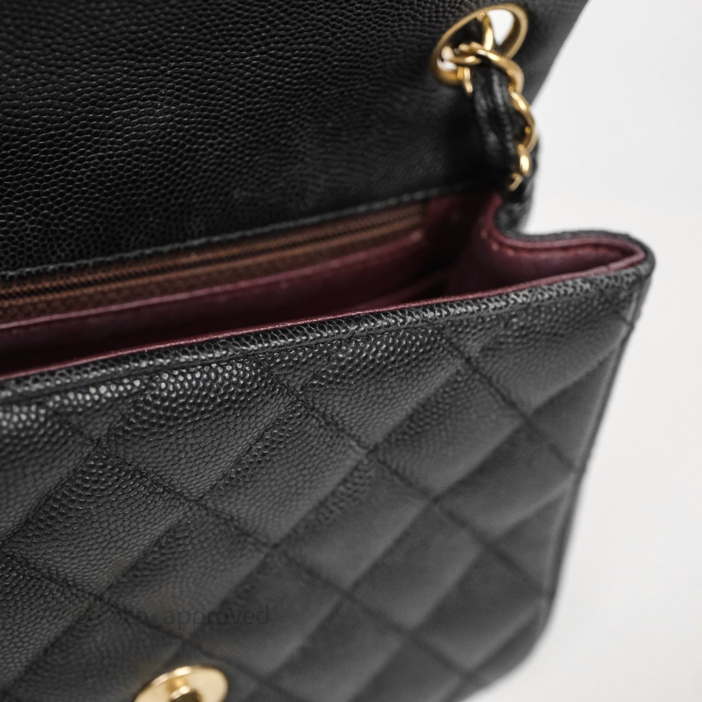 Chanel Mini Square Quilted Black Caviar Gold Hardware