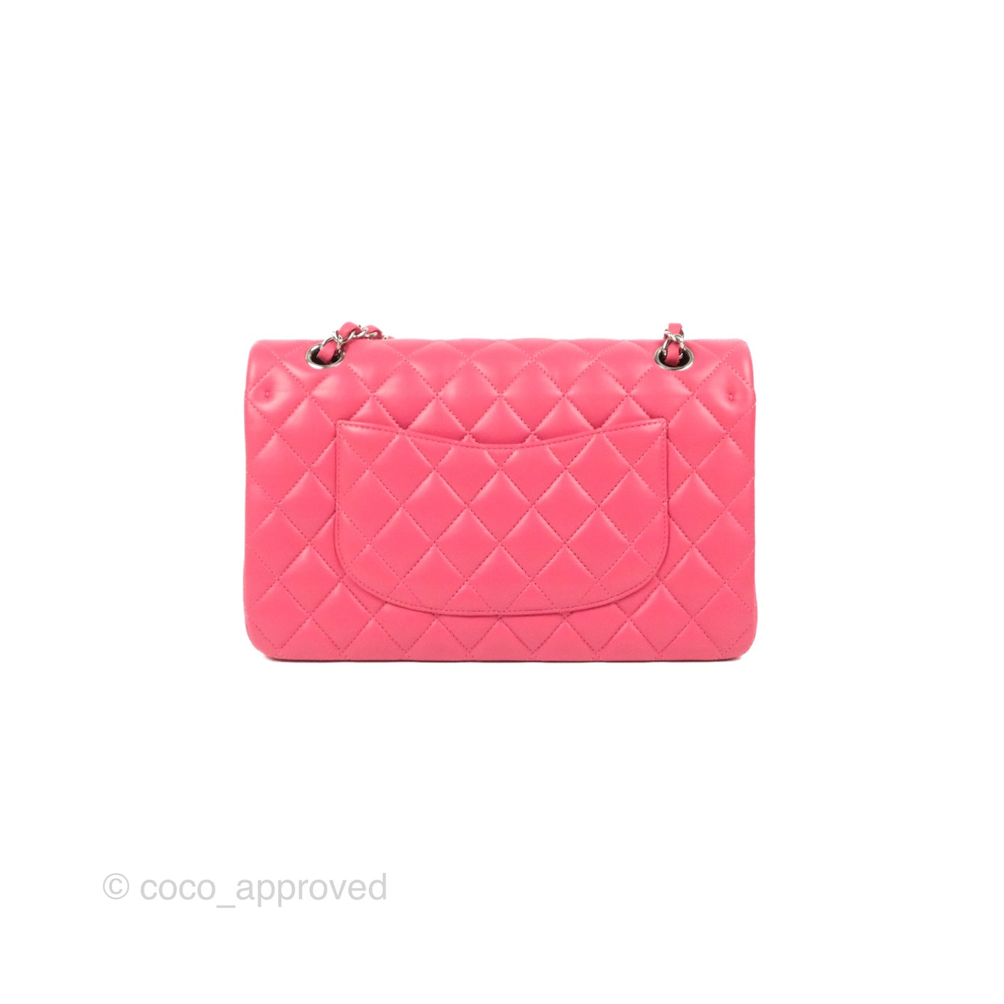 Chanel Classic M/L Medium Flap Quilted Pink Lambskin Silver Hardware