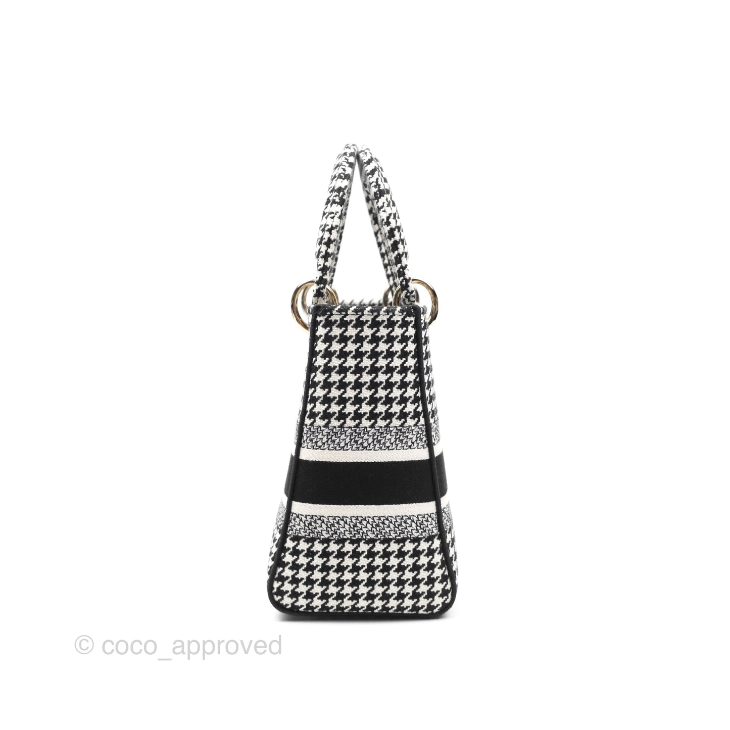 Christian Dior Medium Lady D-Lite Bag Black White Houndstooth