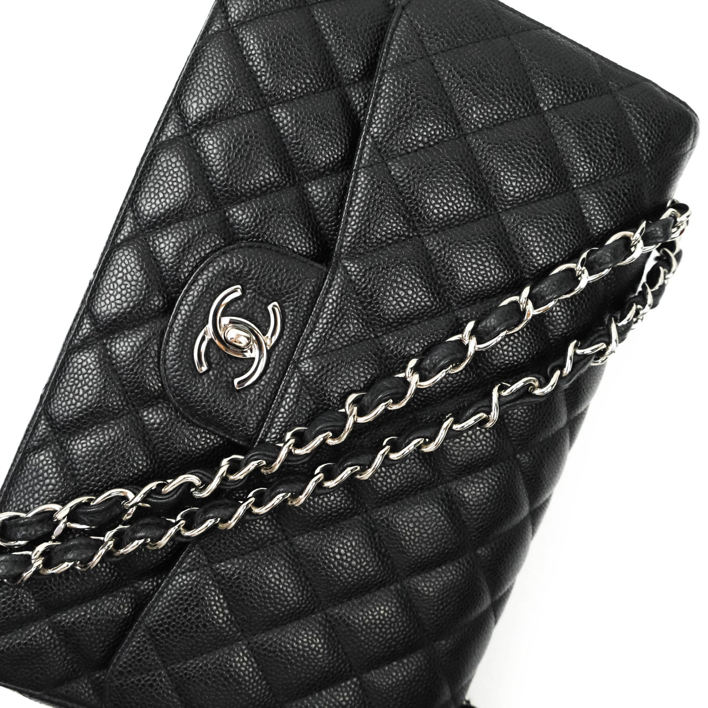 Chanel Jumbo Double Flap Black Caviar Silver Hardware⁣⁣
