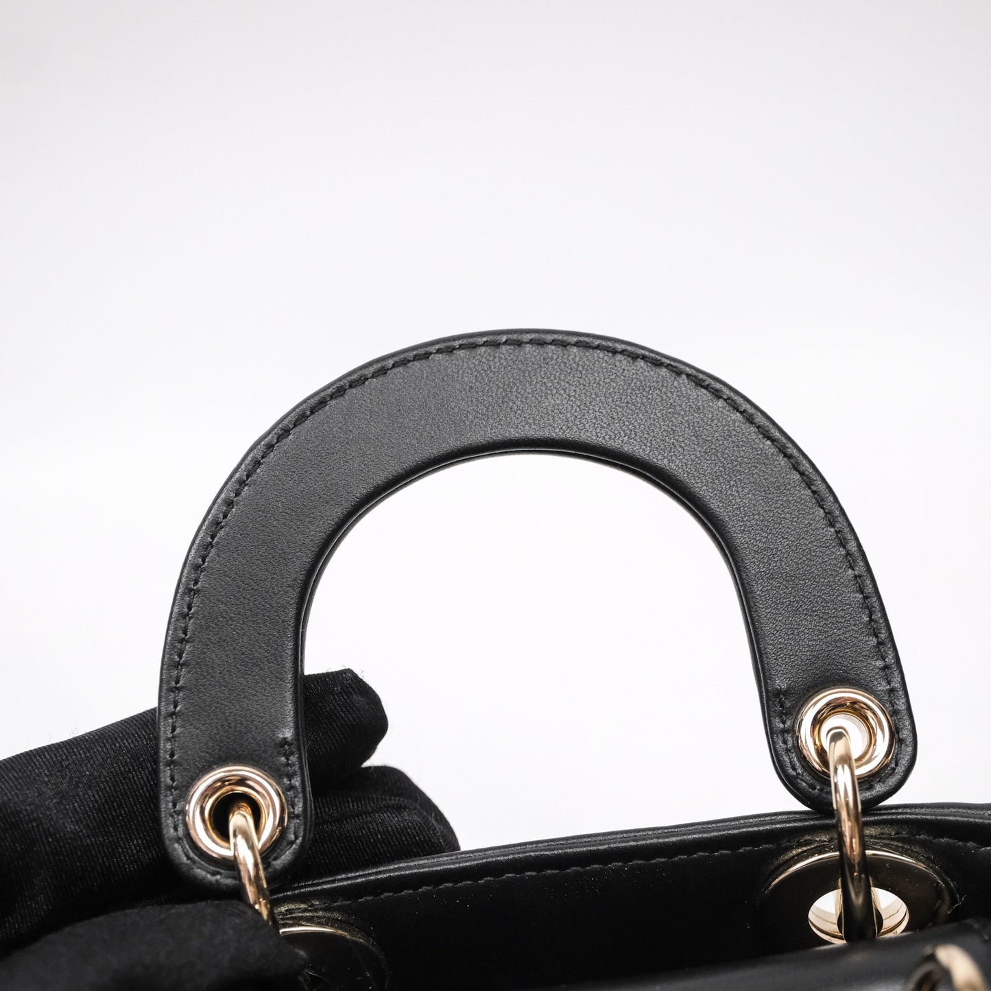 Dior Mirco Lady Dior Black Cannage Calfskin with Diamond Motif Gold Hardware