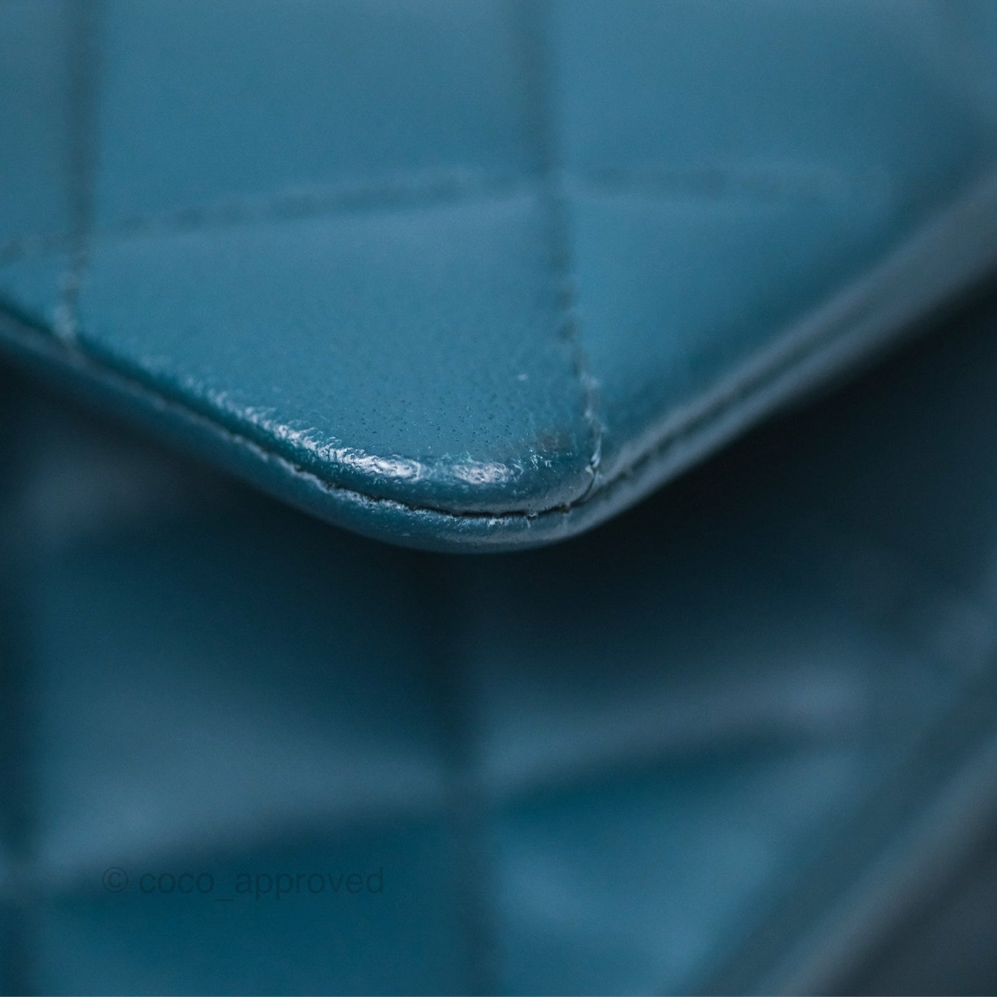 Chanel Classic M/L Medium Flap Quilted Teal Lambskin Silver Hardware