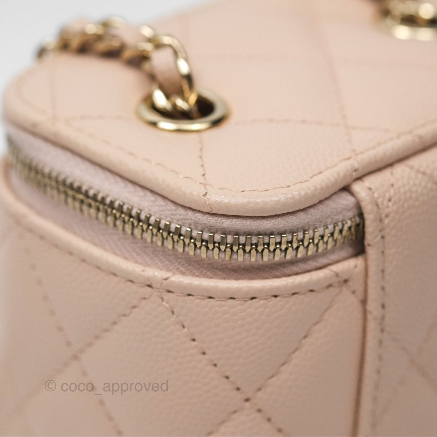 Chanel Mini Vanity With Chain Beige Pink Caviar Gold Hardware