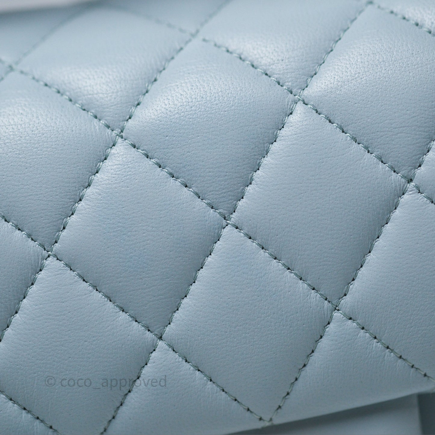 Chanel Top Handle Mini Rectangular Flap Light Blue Lambskin Gold Hardware