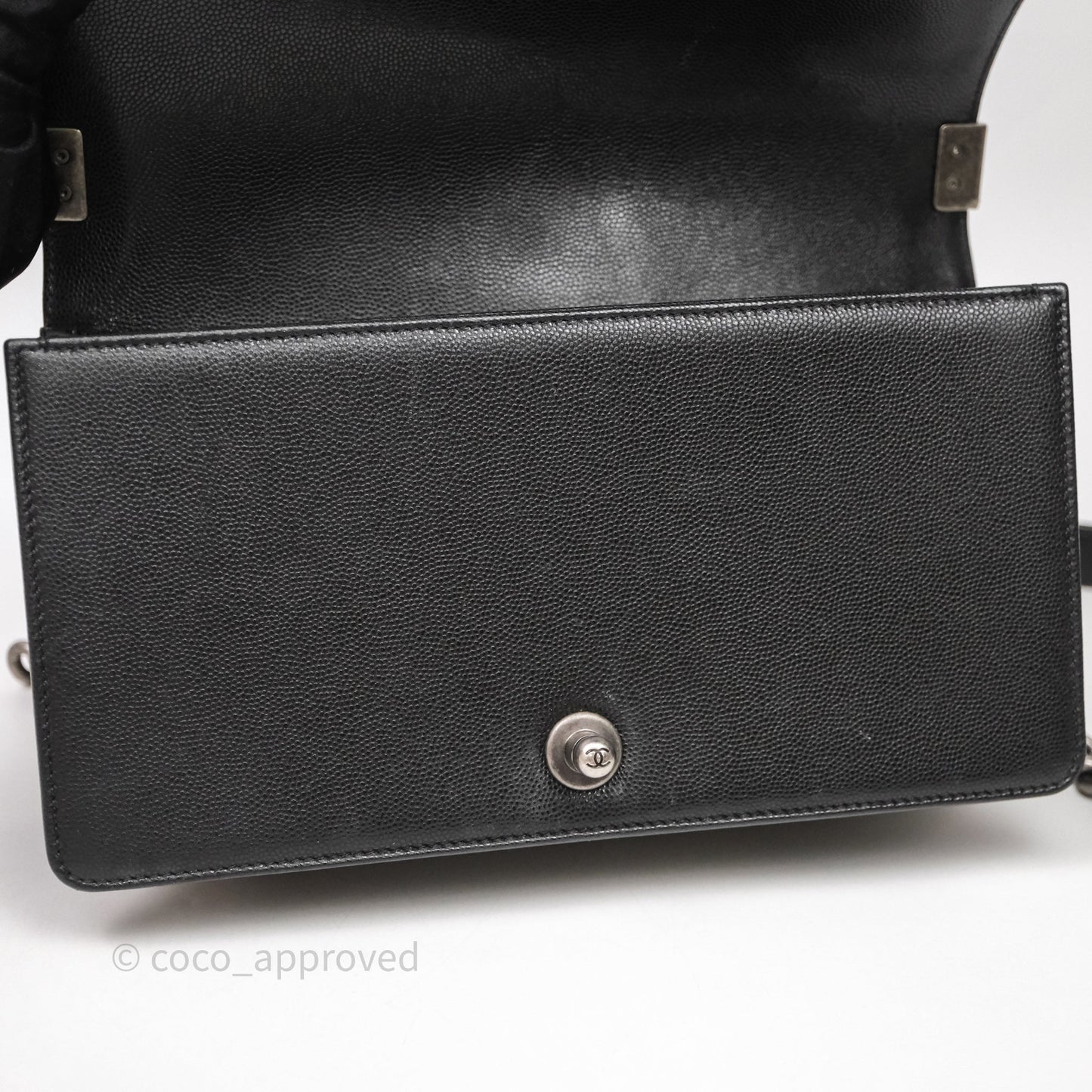 Chanel Medium Boy Chevron Black Caviar Ruthenium Hardware