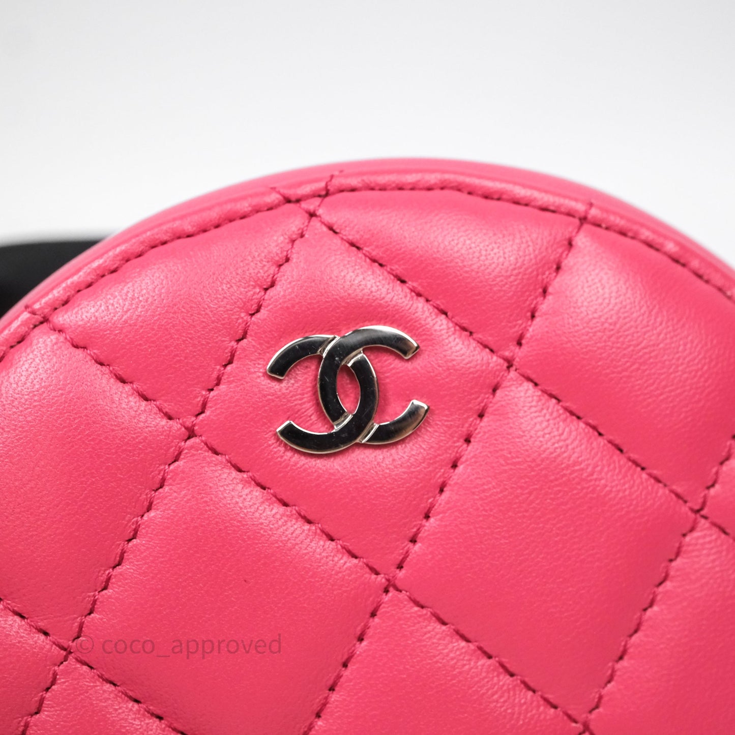 Chanel Quilted Round Clutch With Chain Dark Pink Lambskin Gold Hardware