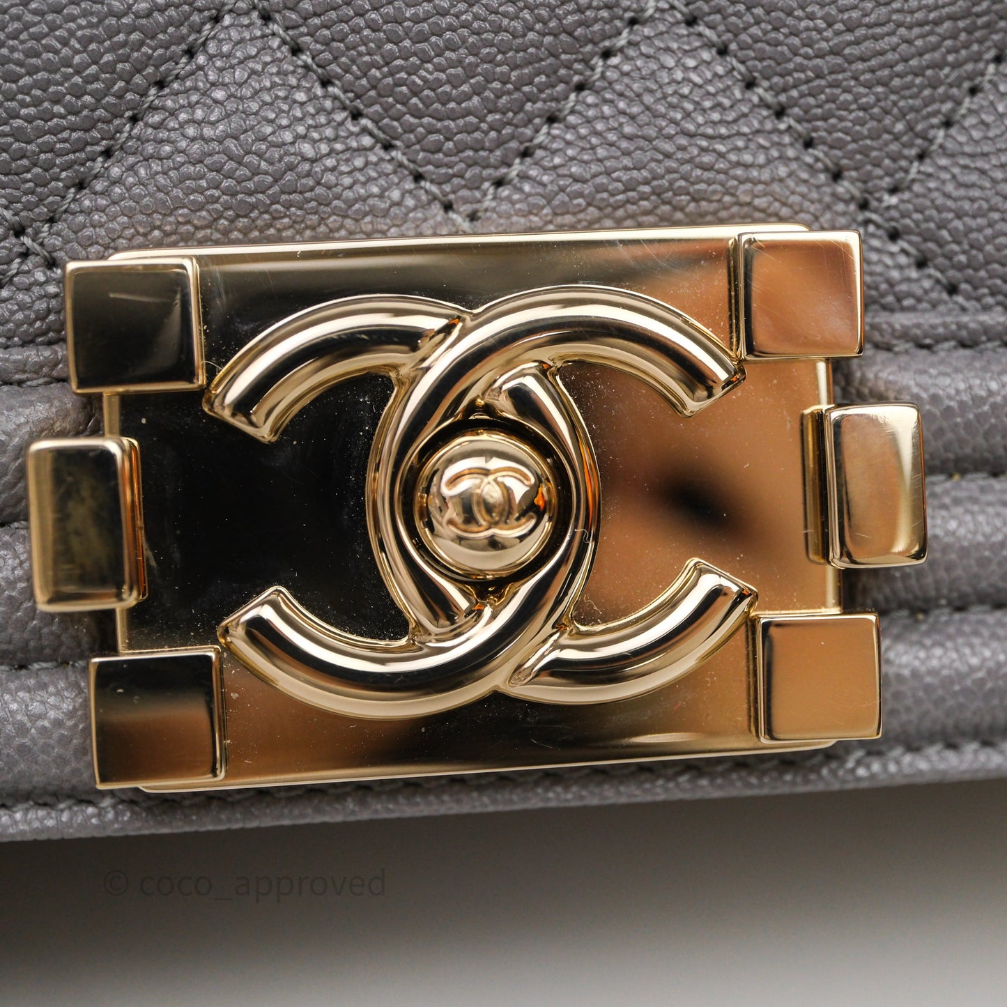 Chanel Small Boy Dark Grey Caviar Gold Hardware